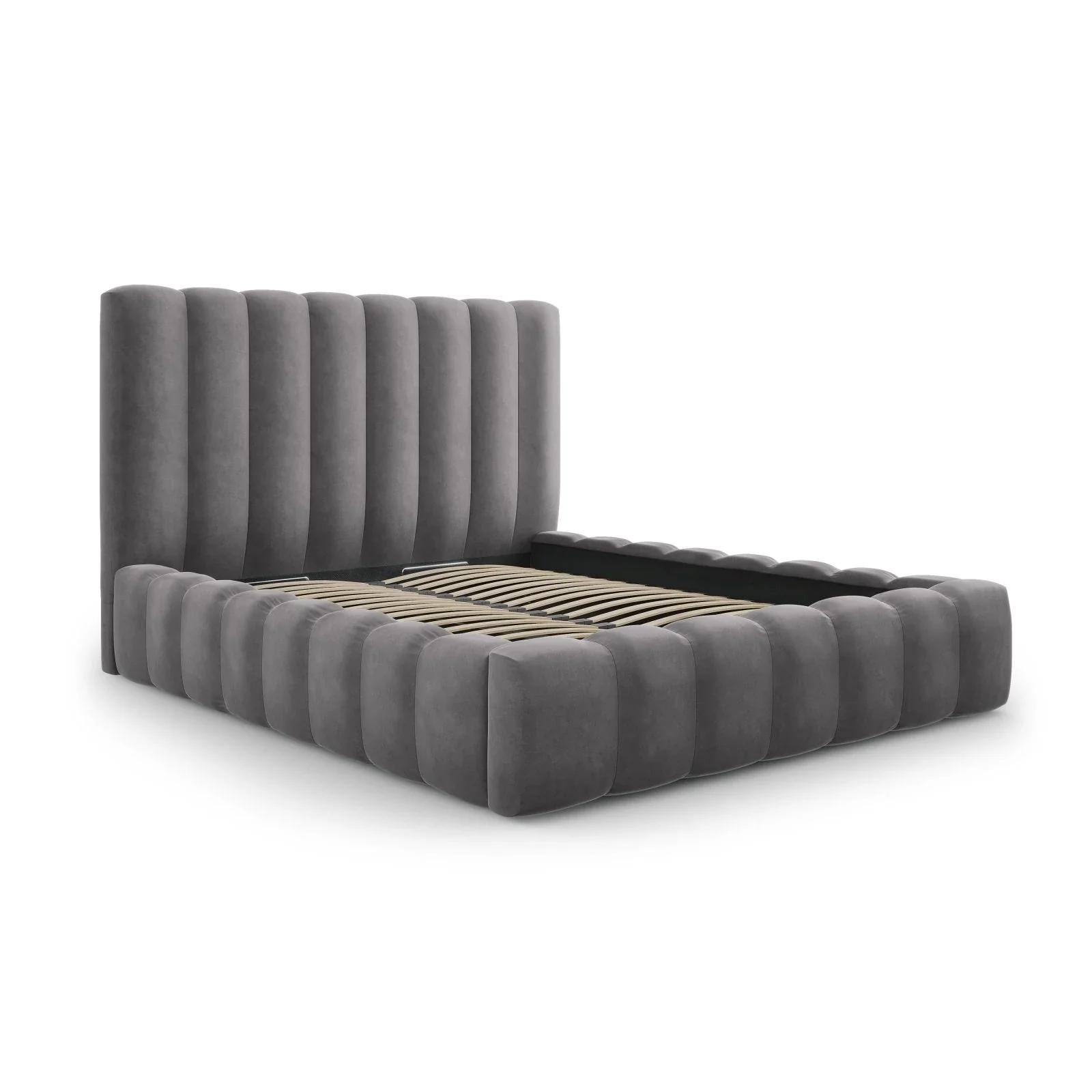 Kelp Bett mit Stauraum und Kopfteil in Samt oder Strukturstoff, 160x200 cm - Image 68
