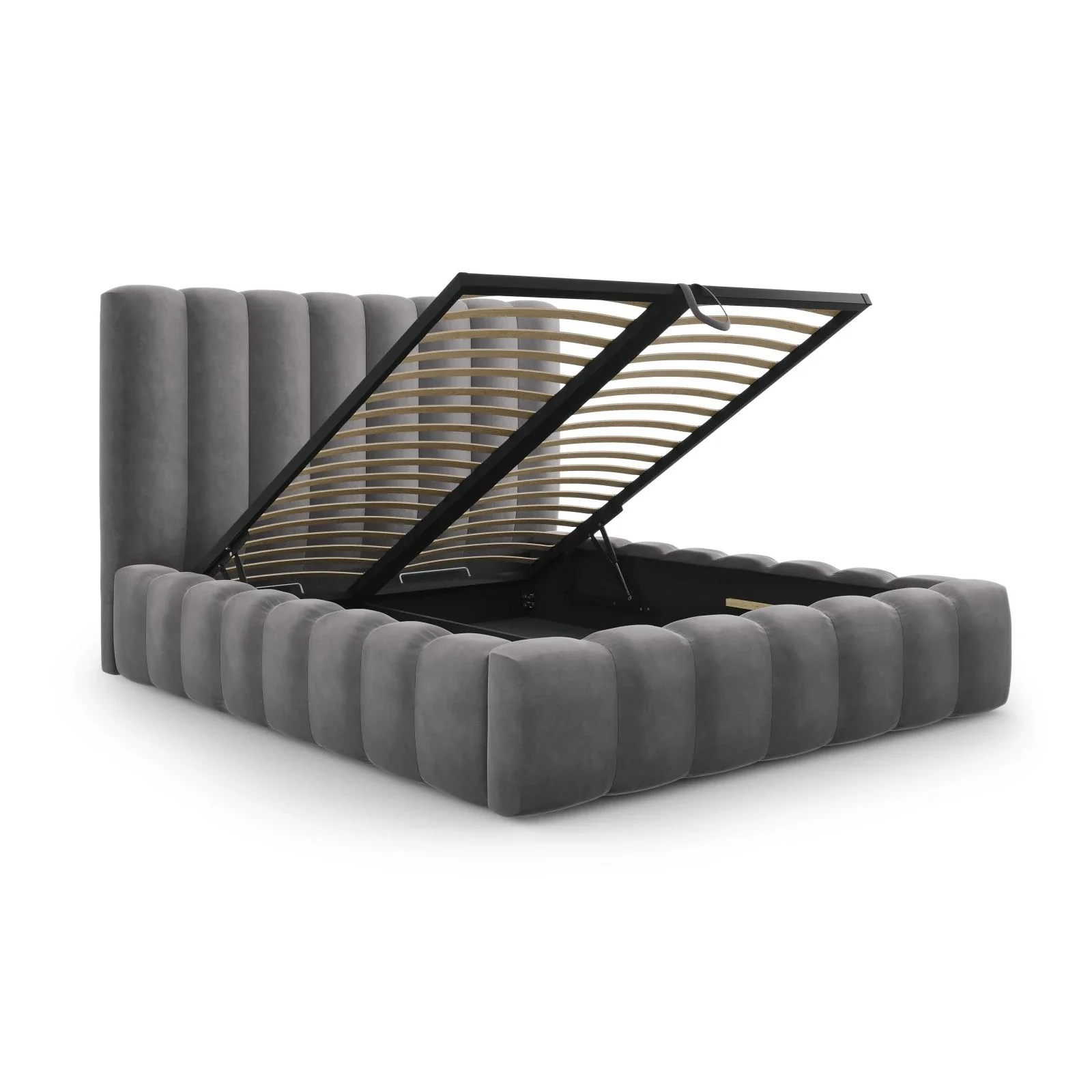 Kelp Bett mit Stauraum und Kopfteil in Samt oder Strukturstoff, 180x200 cm - Image 69