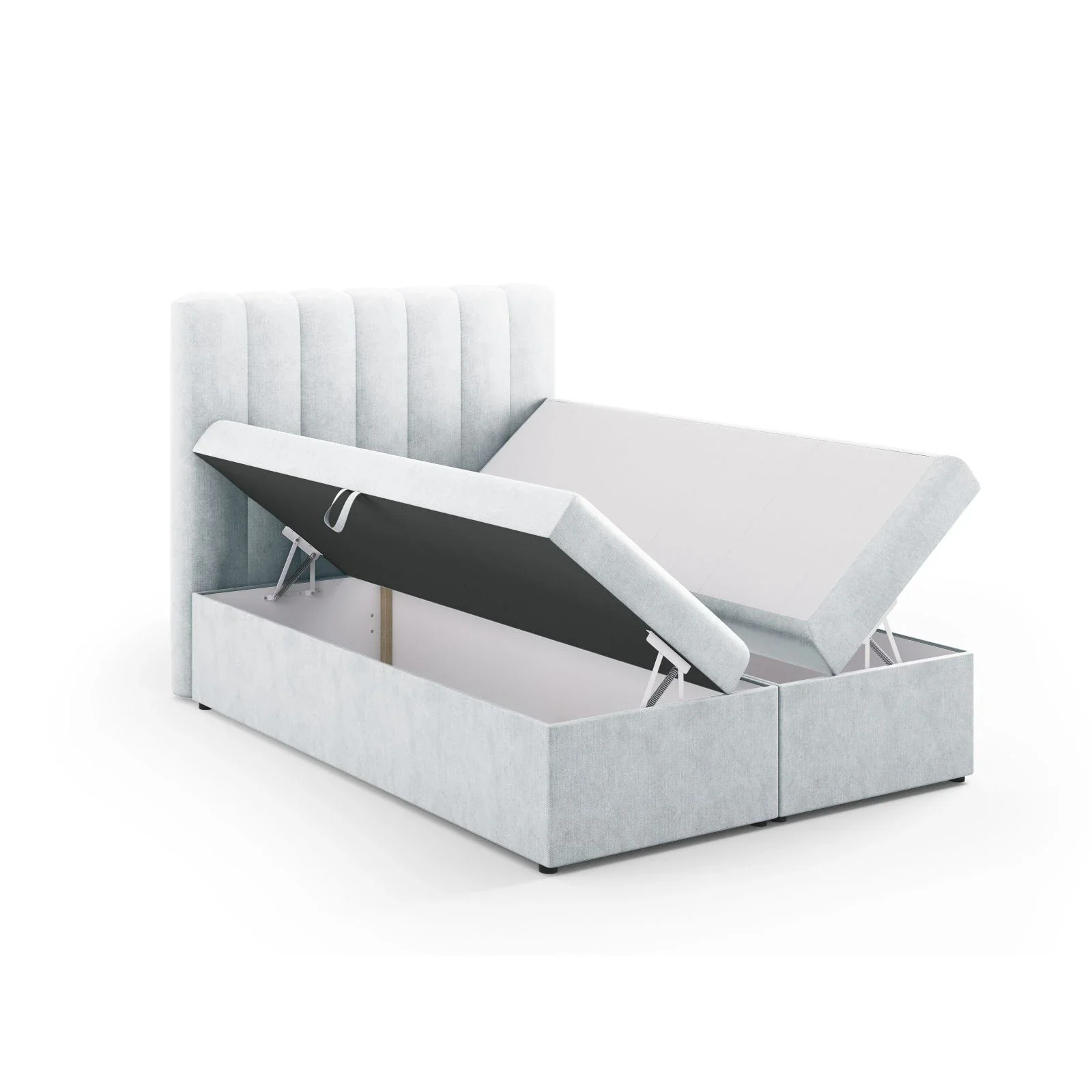Kelp Boxspringbett mit Stauraum und Kopfteil in Samt oder Strukturstoff, 140x200 cm - Image 10