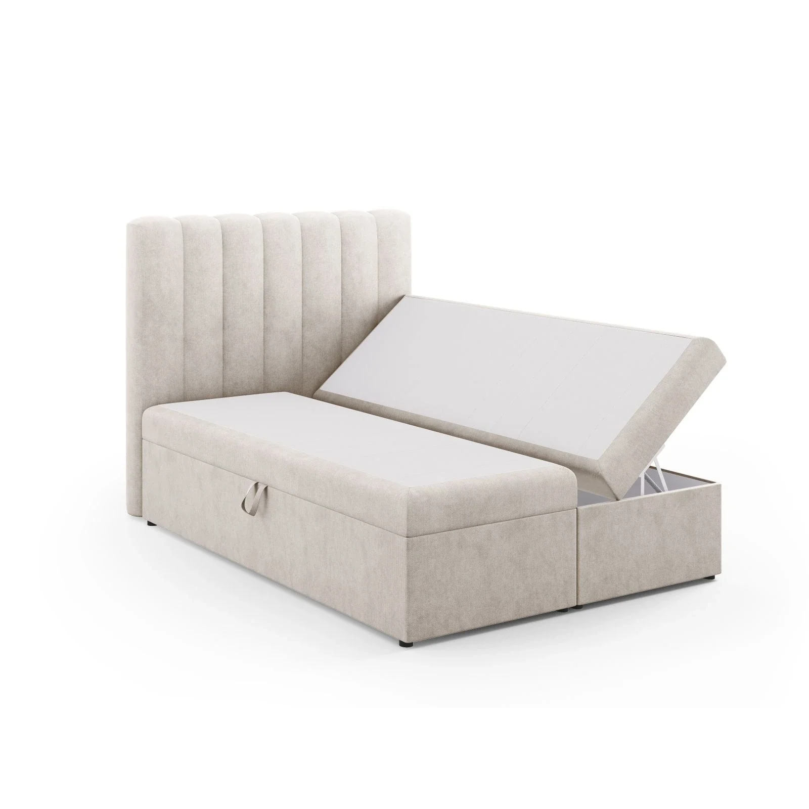 Kelp Boxspringbett mit Stauraum und Kopfteil in Samt oder Strukturstoff, 140x200 cm - Image 3