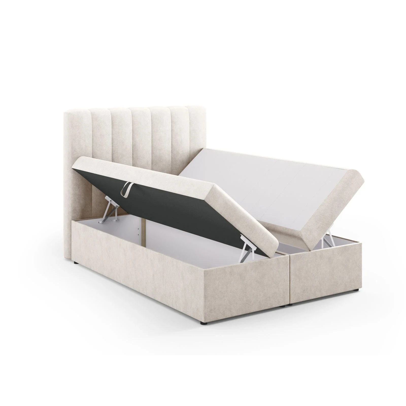Kelp Boxspringbett mit Stauraum und Kopfteil in Samt oder Strukturstoff, 140x200 cm - Image 4