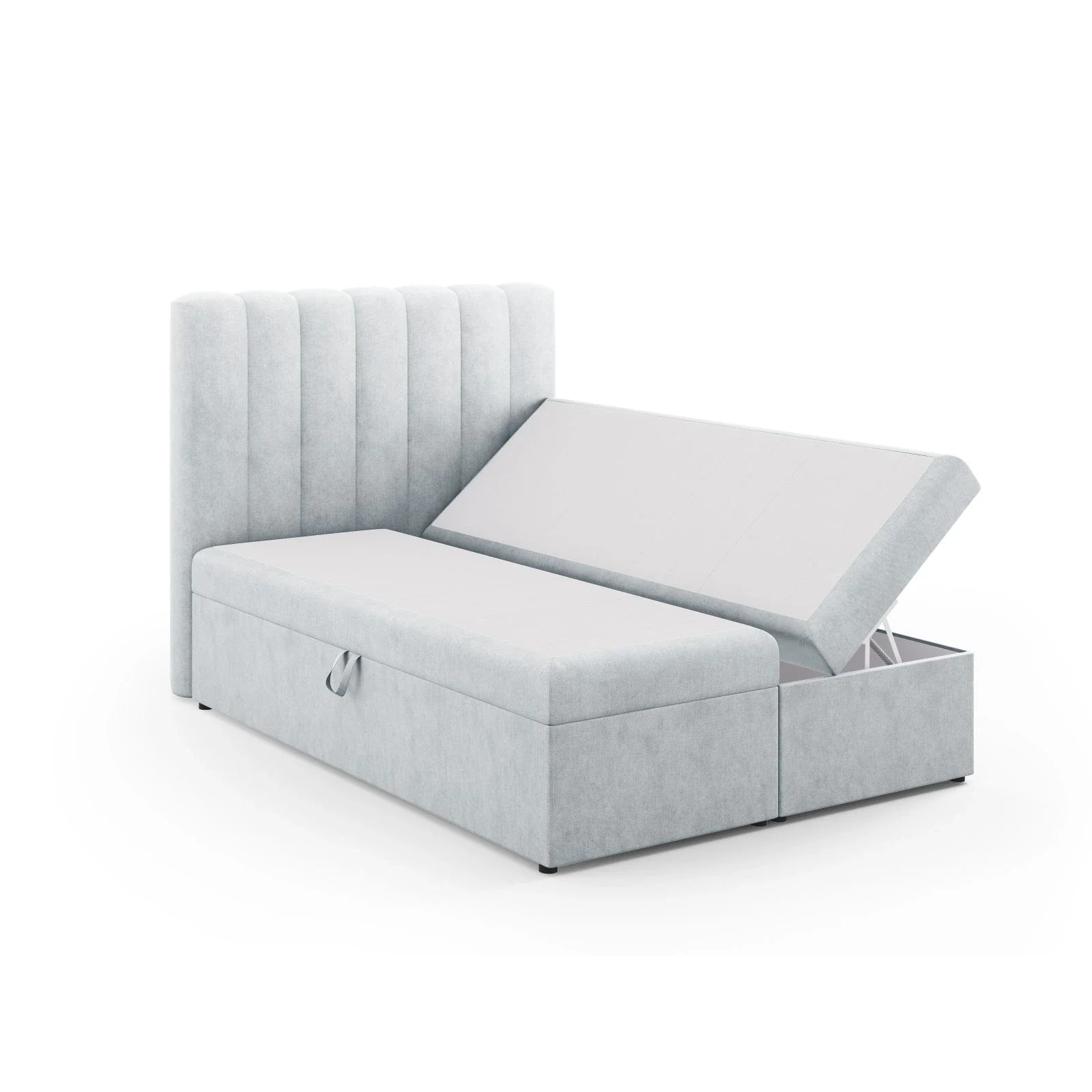 Kelp Boxspringbett mit Stauraum und Kopfteil in Samt oder Strukturstoff, 140x200 cm - Image 9