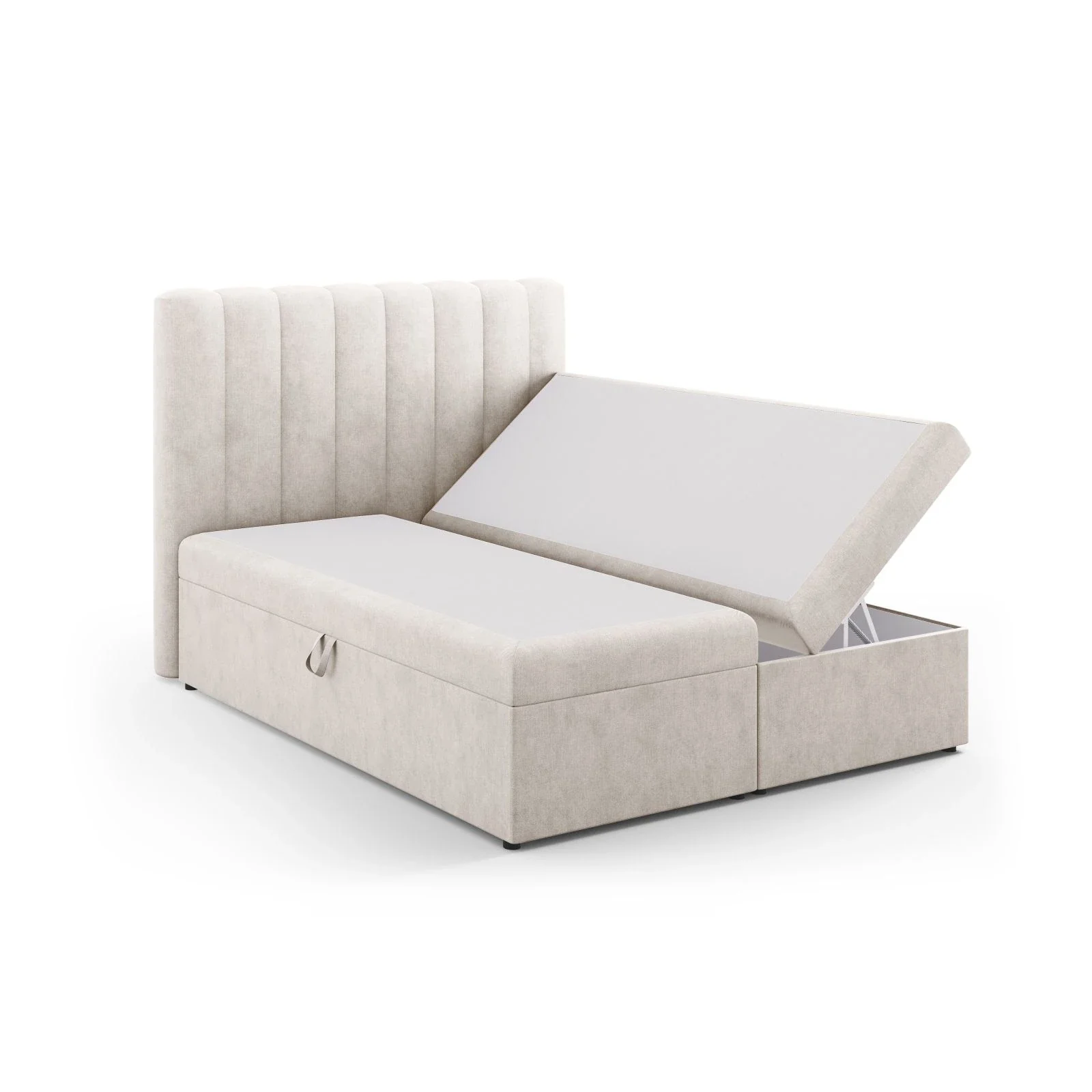 Kelp Boxspringbett mit Stauraum und Kopfteil in Samt oder Strukturstoff, 160x200 cm - Image 3