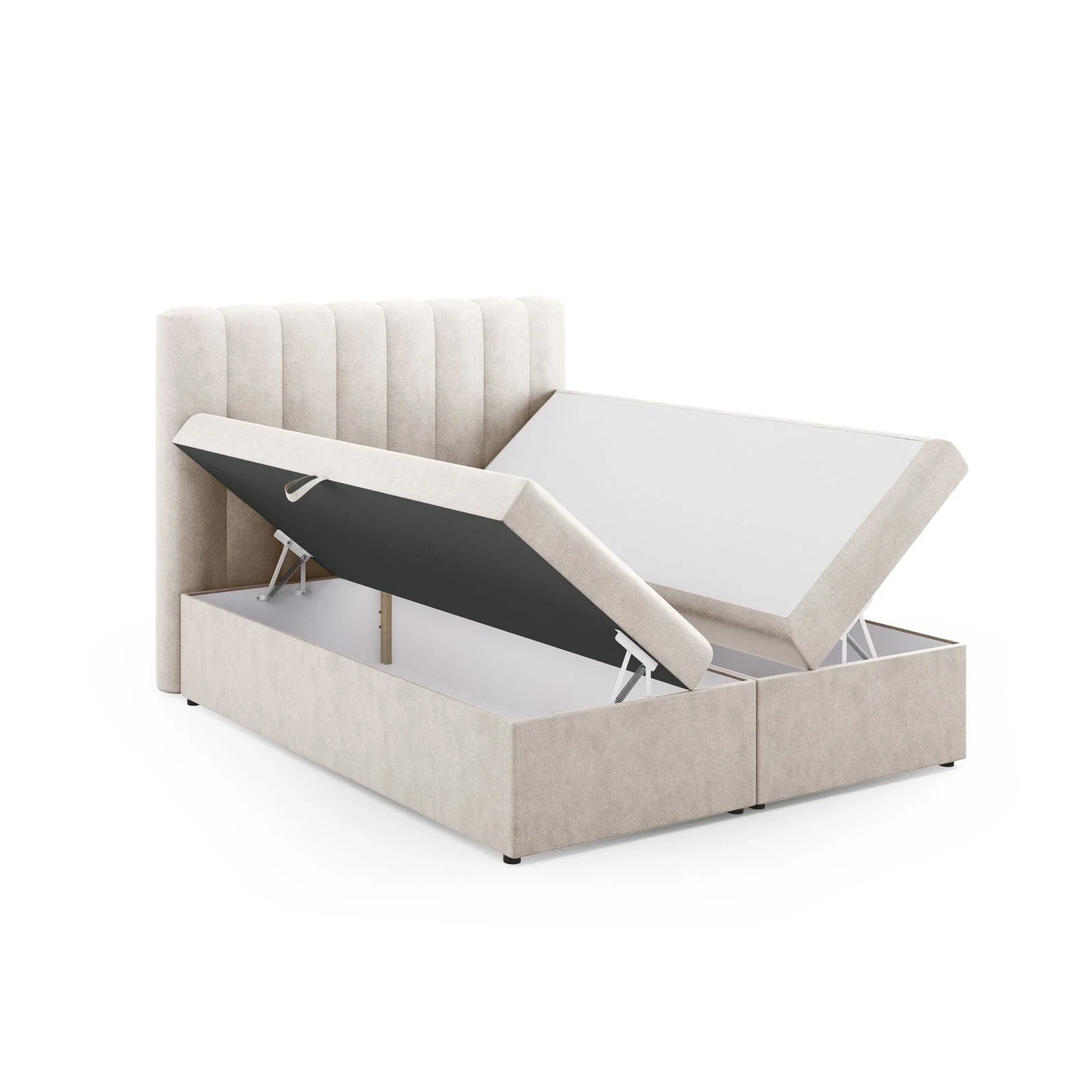 Kelp Boxspringbett mit Stauraum und Kopfteil in Samt oder Strukturstoff, 160x200 cm - Image 4