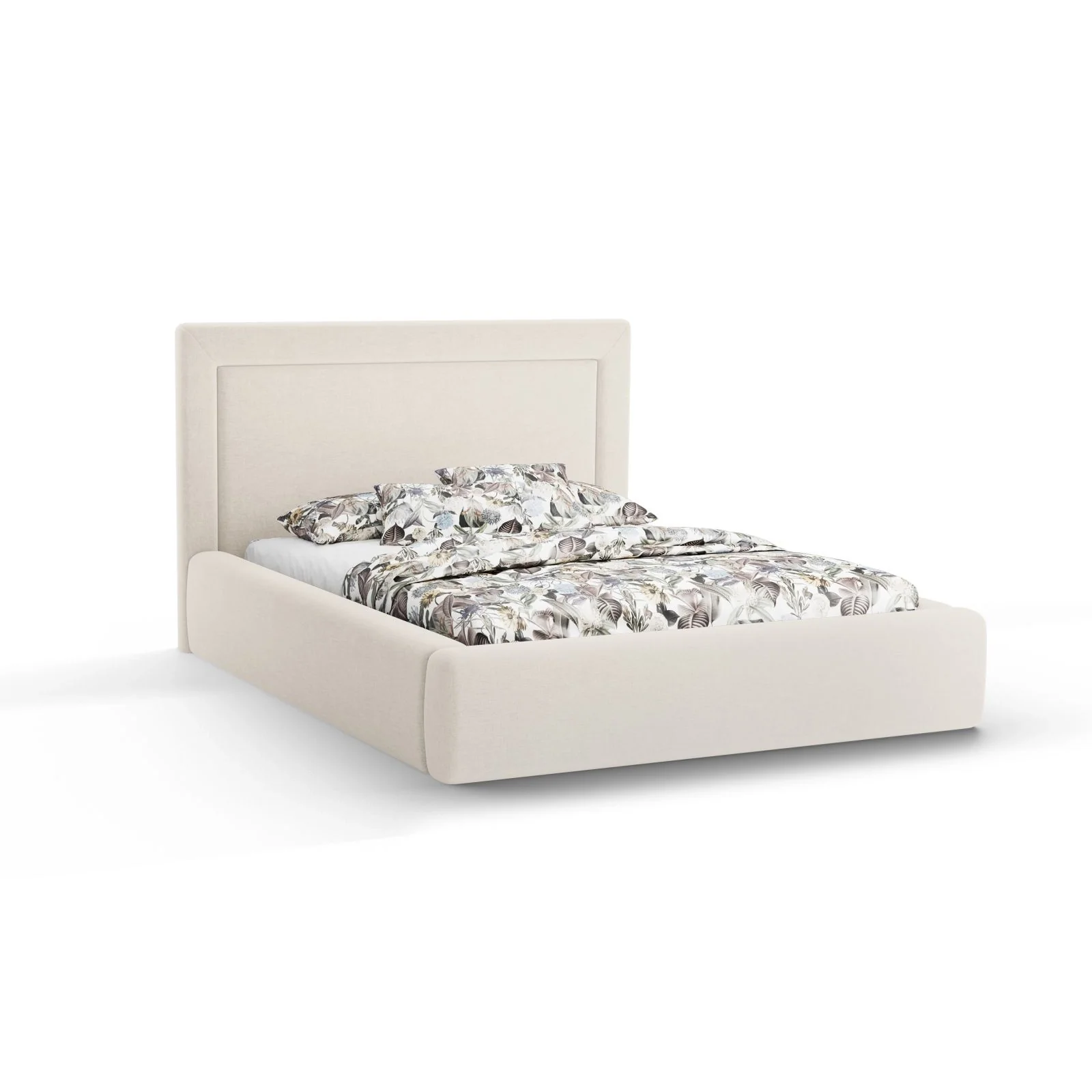 Kemer Bett mit Kopfteil und Stauraum aus Boucle oder Strukturstoff, 140x200 cm - Image 8
