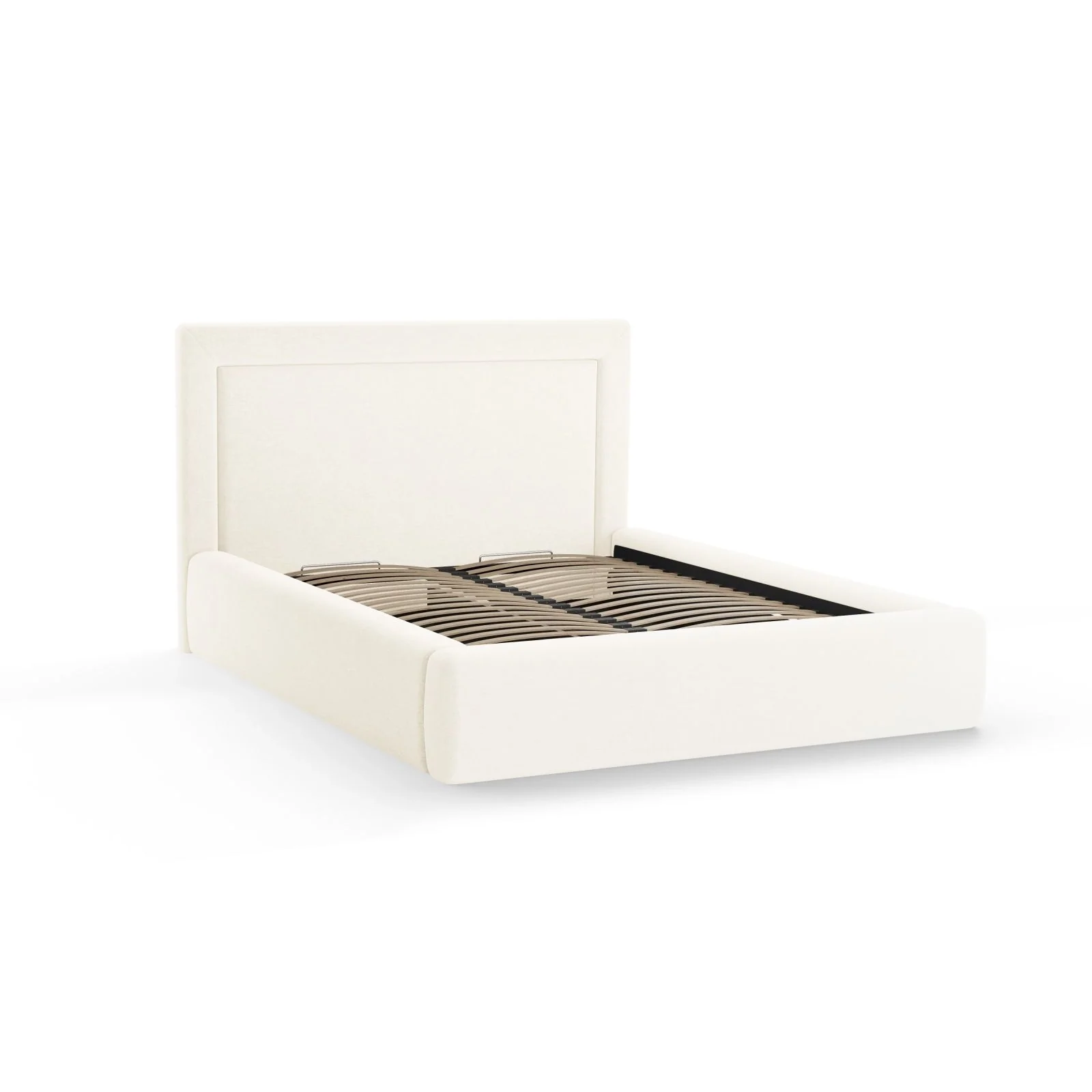Kemer Bett mit Kopfteil und Stauraum aus Boucle oder Strukturstoff, 160x200 cm - Image 4