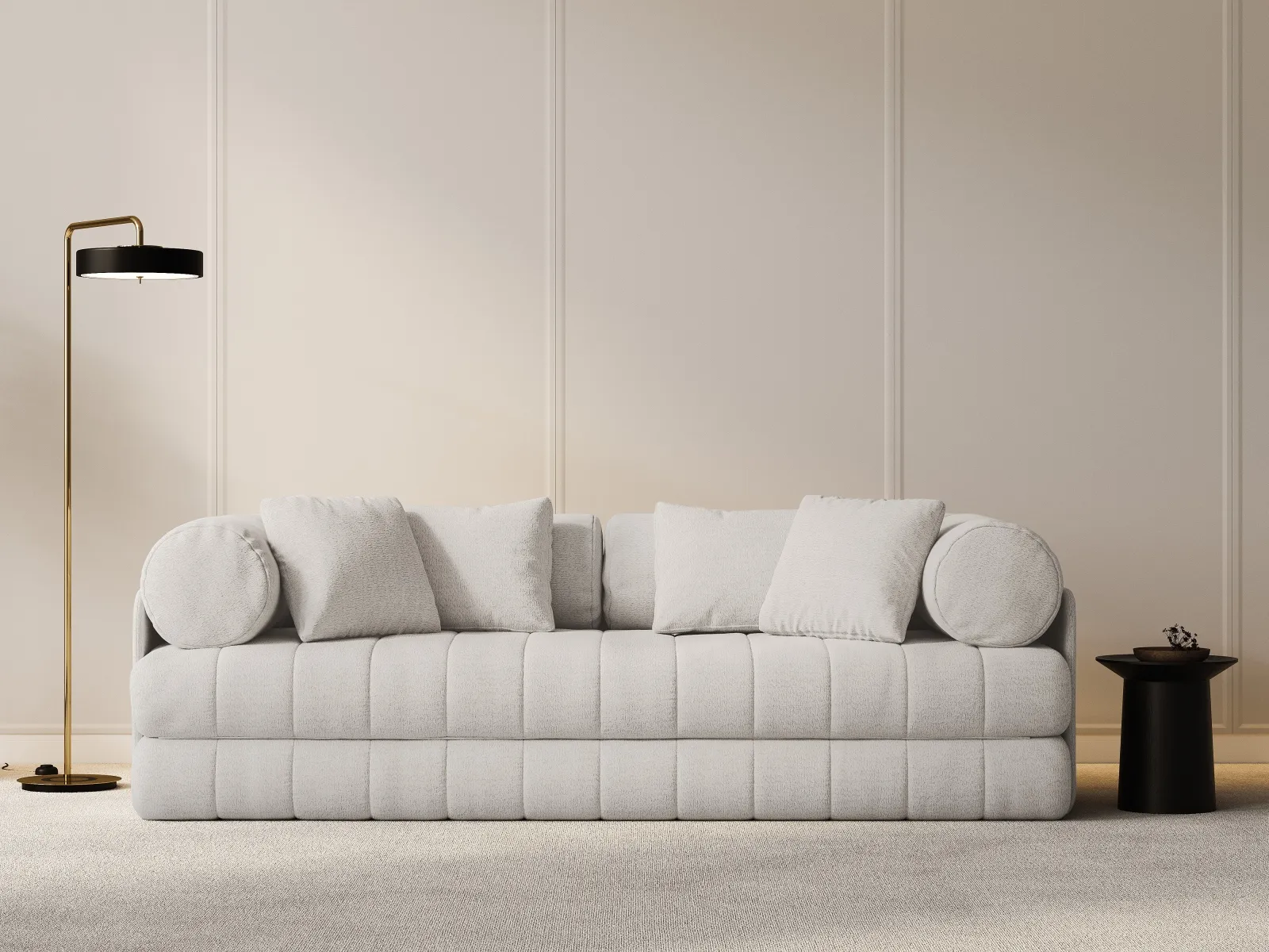 Kemi 3-Sitzer Sofa aus Samt, Boucle oder Chenille, 206x95x70 cm - Image 2