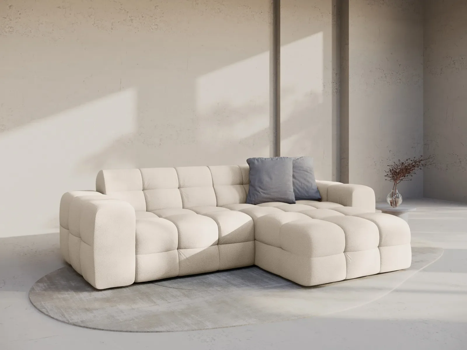 Kendal 4-Sitzer Ecksofa Rechts, mit Bezug aus Samt oder Strukturstoff, 256x173 cm - Image 71