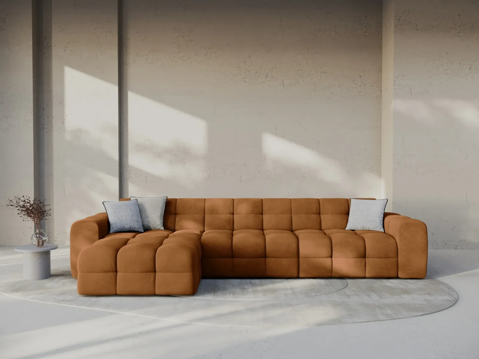 Kendal 5-Sitzer Ecksofa Links, mit Bezug aus Samt oder Strukturstoff, 357x173 cm - Image 26