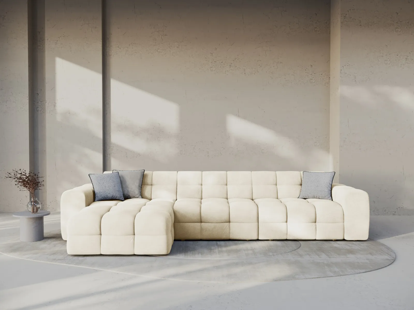 Kendal 5-Sitzer Ecksofa Links, mit Bezug aus Samt oder Strukturstoff, 357x173 cm - Image 50