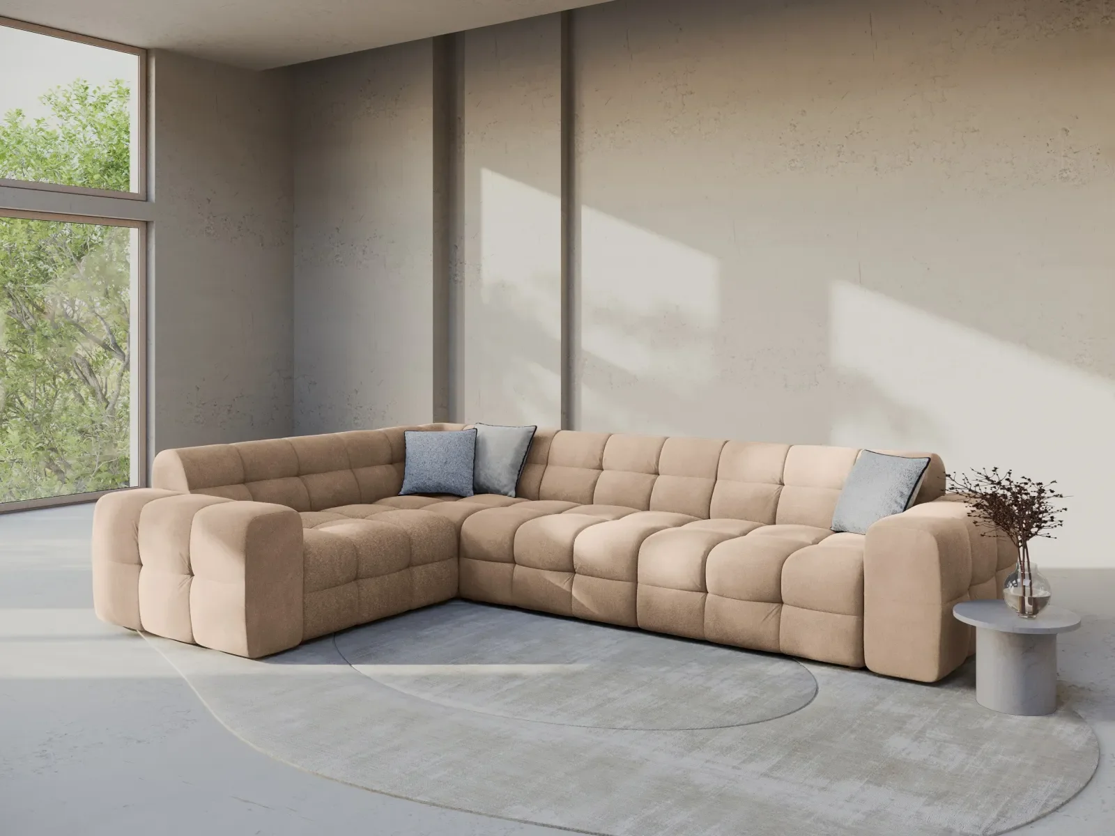 Kendal 6-Sitzer Ecksofa Links, mit Bezug aus Samt oder Strukturstoff, 332x231 cm - Image 23