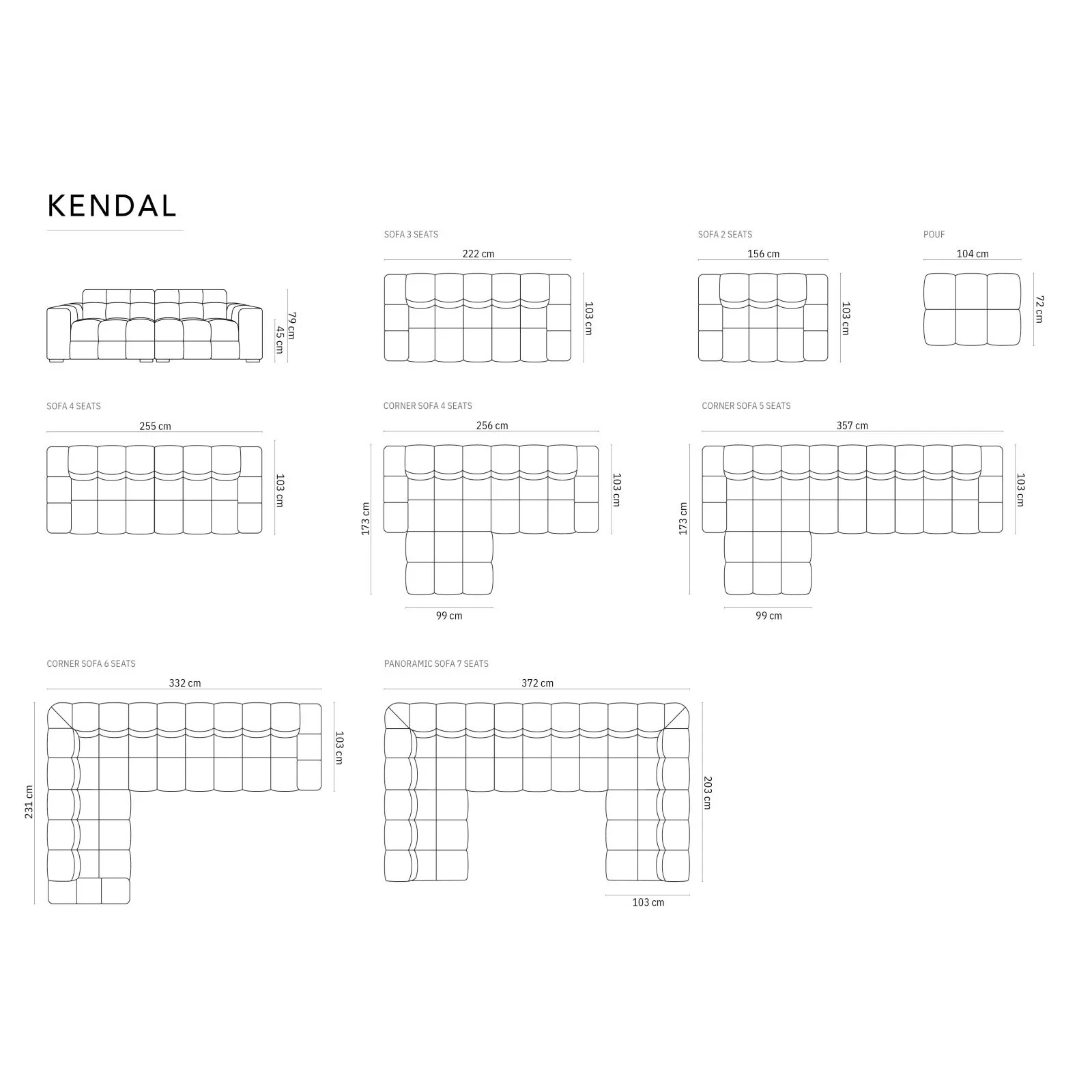 Kendal 6-Sitzer Ecksofa Links, mit Bezug aus Samt oder Strukturstoff, 332x231 cm - Image 56