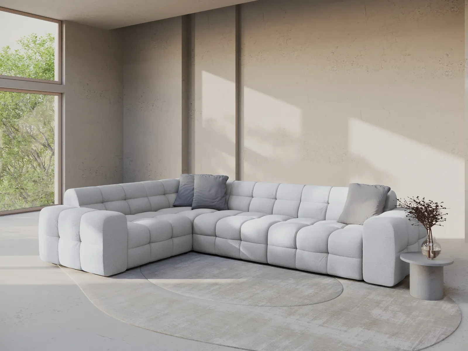 Kendal 6-Sitzer Ecksofa Links, mit Bezug aus Samt oder Strukturstoff, 332x231 cm - Image 83
