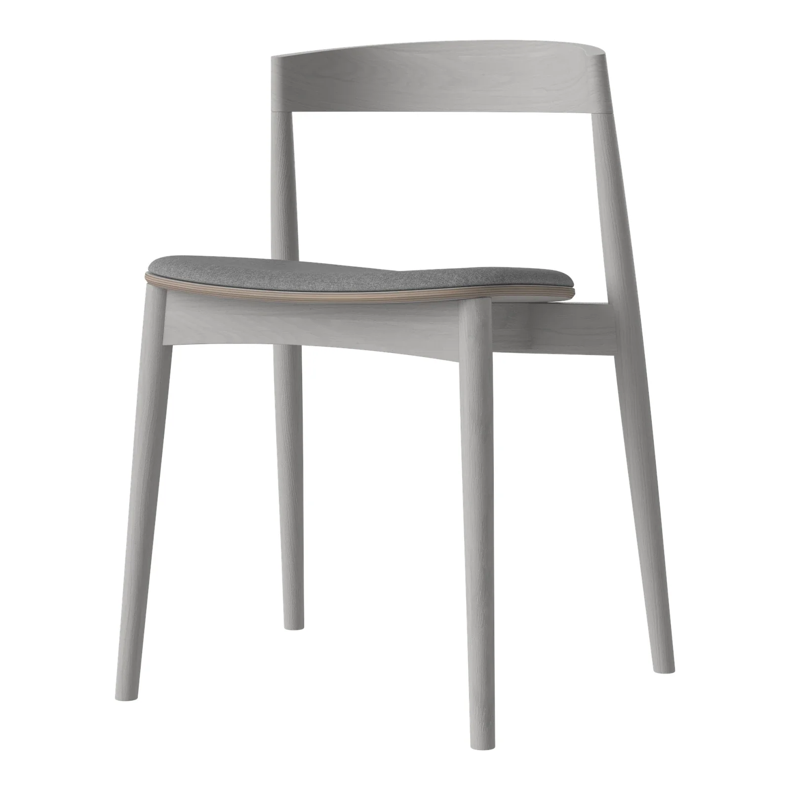 Kite Esstischstuhl aus Eiche grau lackiert – Gepolstert, Soil - Glattes Gewebe, Light Grey
