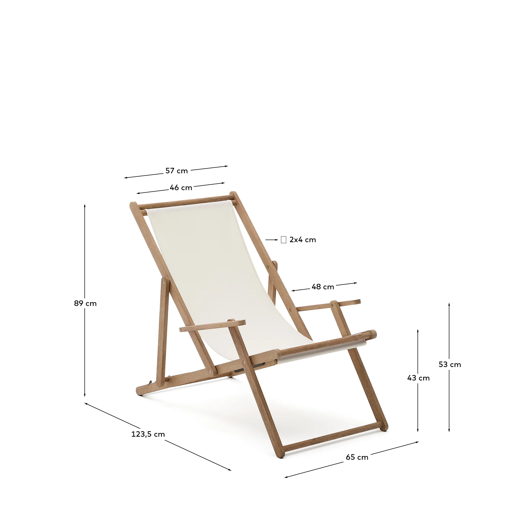 Klappbarer Outdoor-Liegestuhl Vilara in Weiß aus massivem Akazienholz FSC 100% - Image 6
