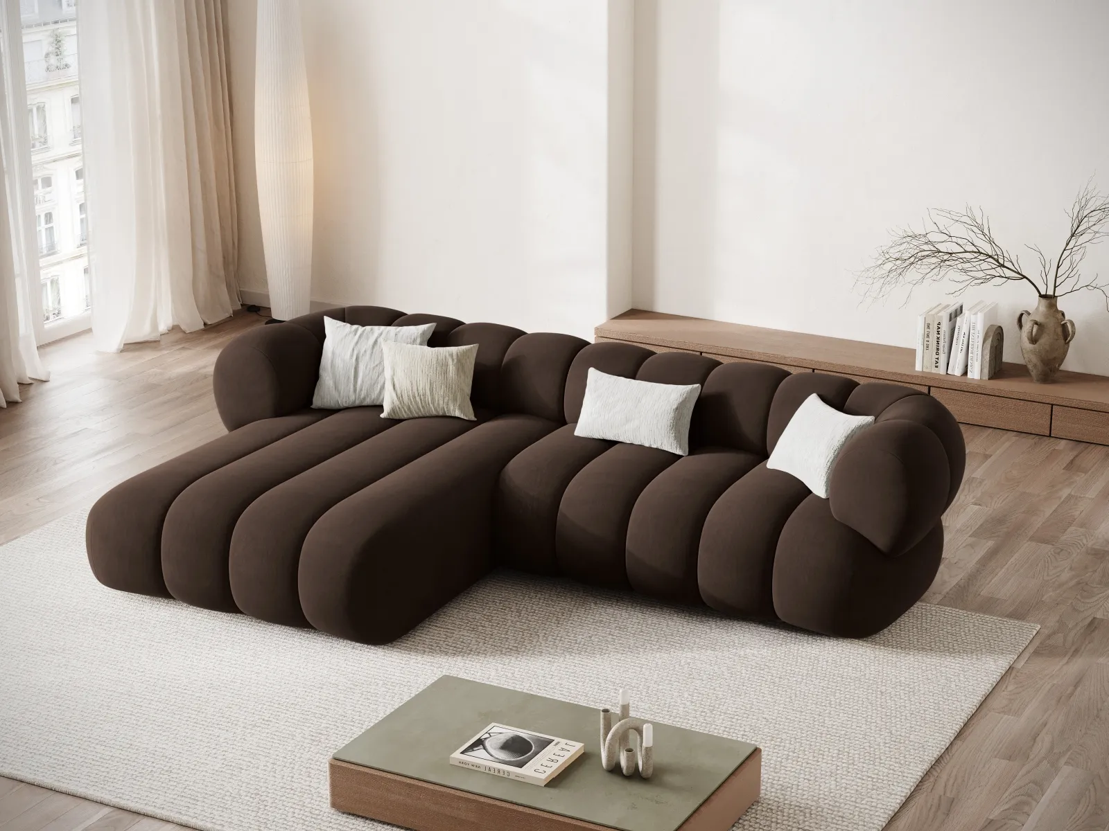 Koge 5-Sitzer Ecksofa, Linke Seite, aus Samt, 270x165x70 cm - Image 16