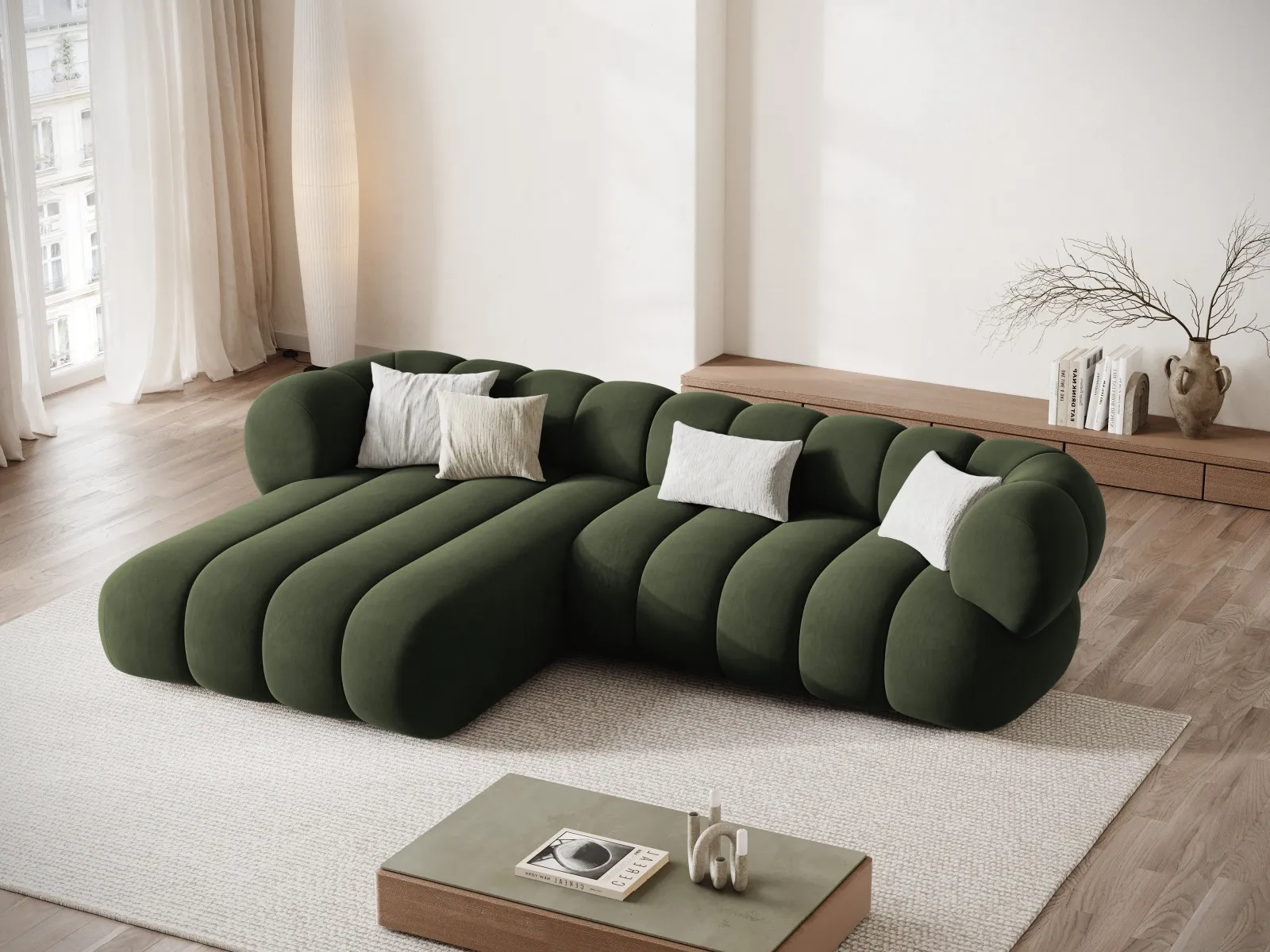 Koge 5-Sitzer Ecksofa, Linke Seite, aus Samt, 270x165x70 cm - Image 23