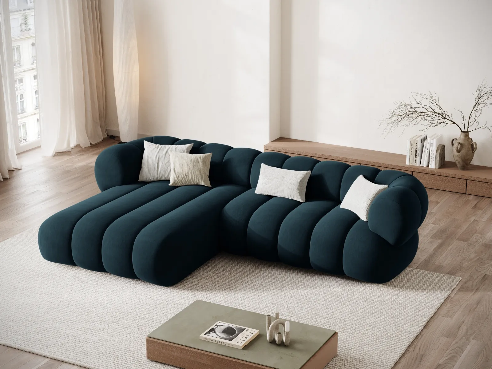 Koge 5-Sitzer Ecksofa, Linke Seite, aus Samt, 270x165x70 cm - Image 30