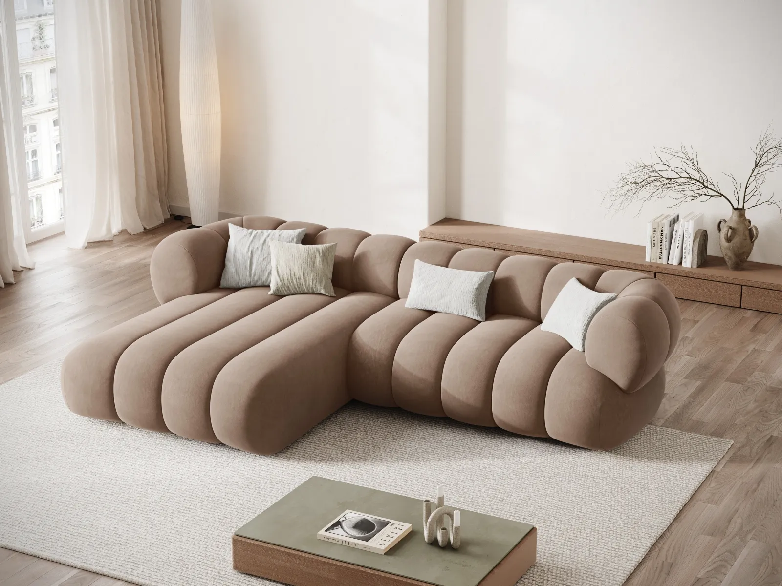 Koge 5-Sitzer Ecksofa, Linke Seite, aus Samt, 270x165x70 cm - Image 9