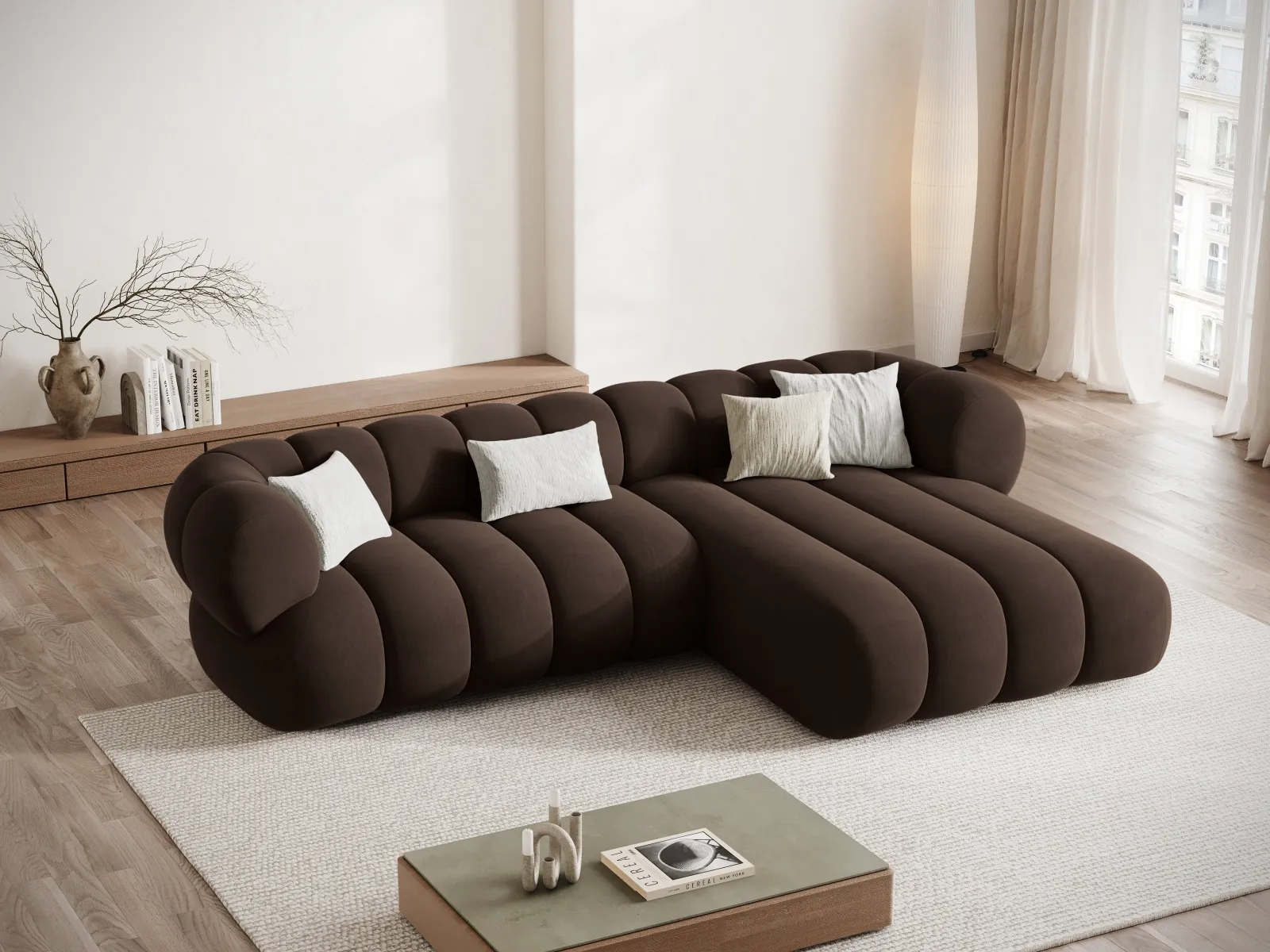 Koge 5-Sitzer Ecksofa, Rechte Seite, aus Samt, 270x165x70 cm - Image 16