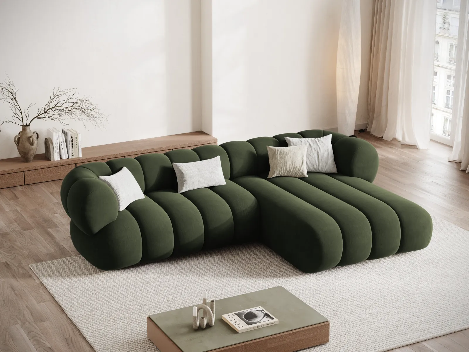 Koge 5-Sitzer Ecksofa, Rechte Seite, aus Samt, 270x165x70 cm - Image 23
