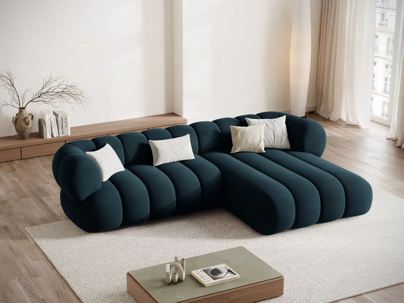 Koge 5-Sitzer Ecksofa, Rechte Seite, aus Samt, 270x165x70 cm - Image 30
