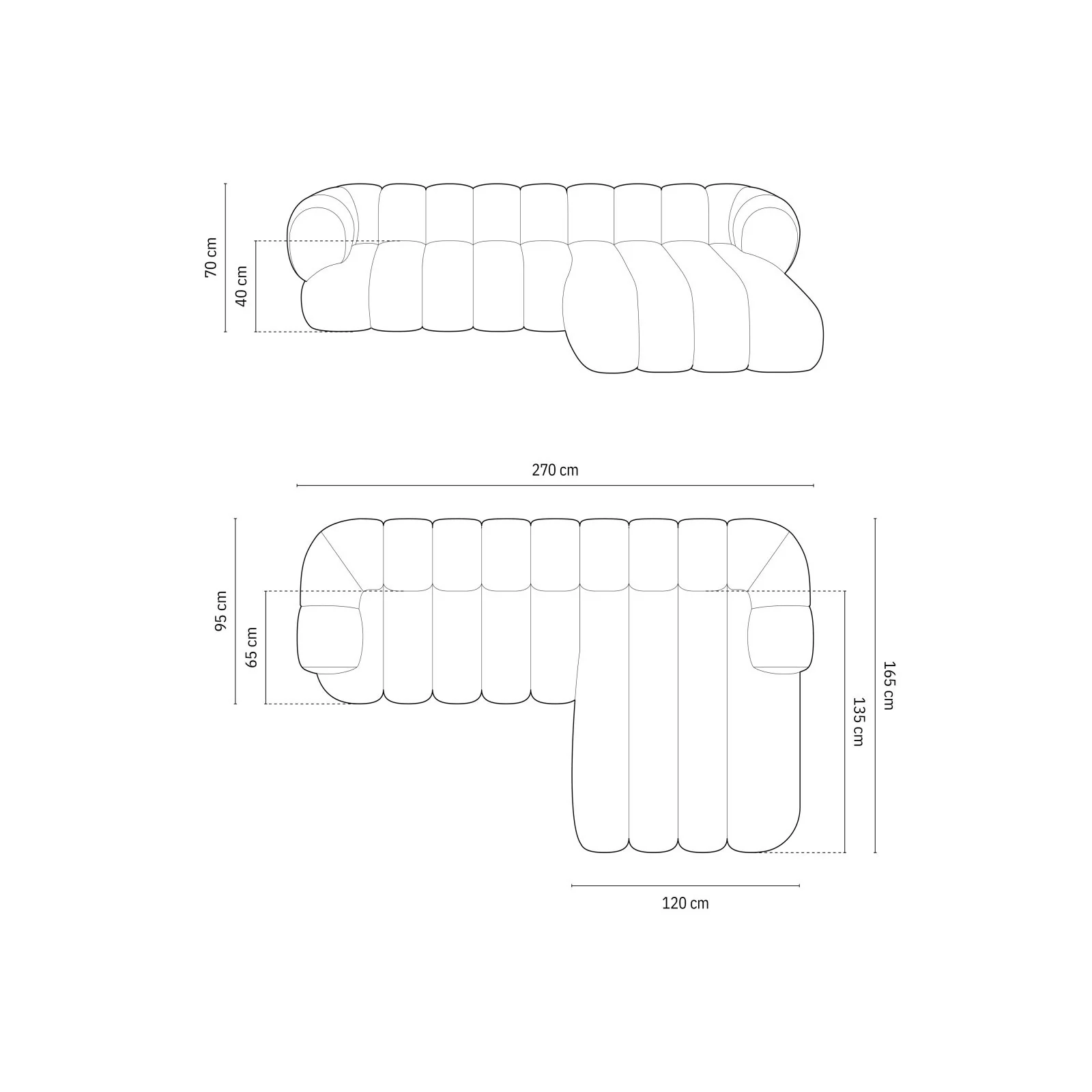 Koge 5-Sitzer Ecksofa, Rechte Seite, aus Samt, 270x165x70 cm - Image 31