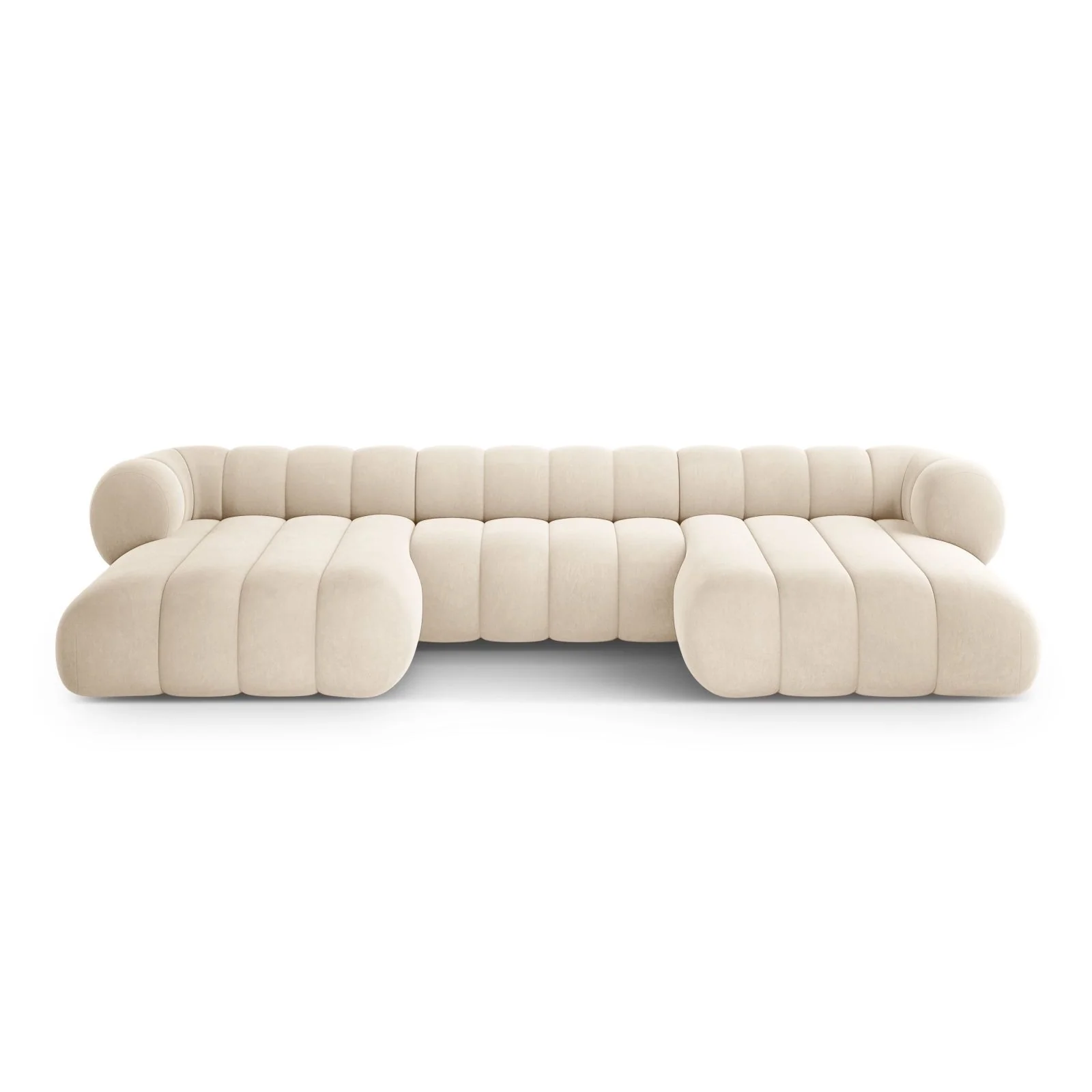 Koge 6-Sitzer Panorama Sofa aus Samt oder Chenille, 348x165x70 cm
