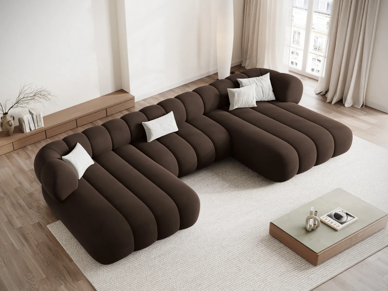 Koge 6-Sitzer Panorama Sofa aus Samt oder Chenille, 348x165x70 cm - Image 14