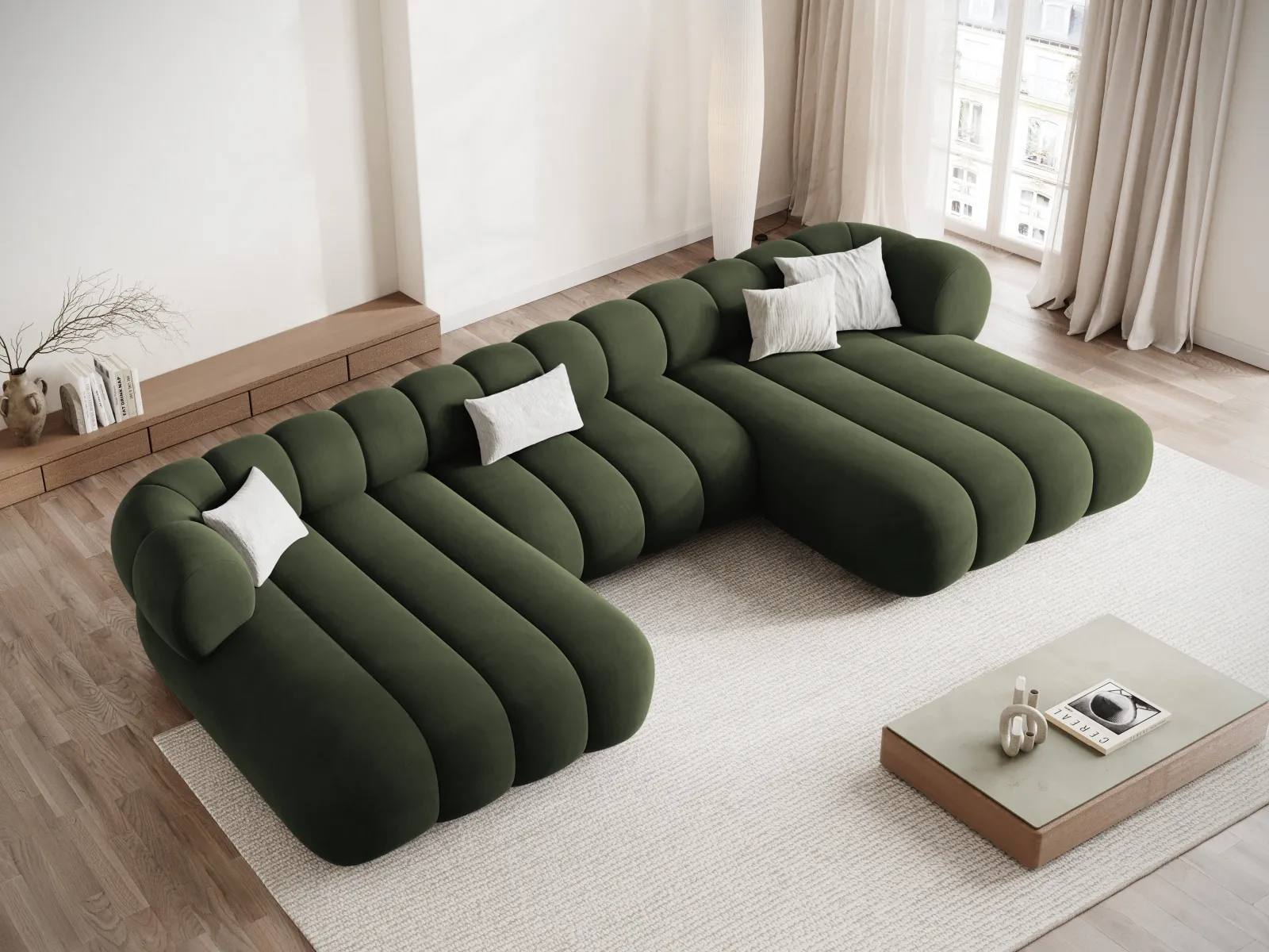 Koge 6-Sitzer Panorama Sofa aus Samt oder Chenille, 348x165x70 cm - Image 20