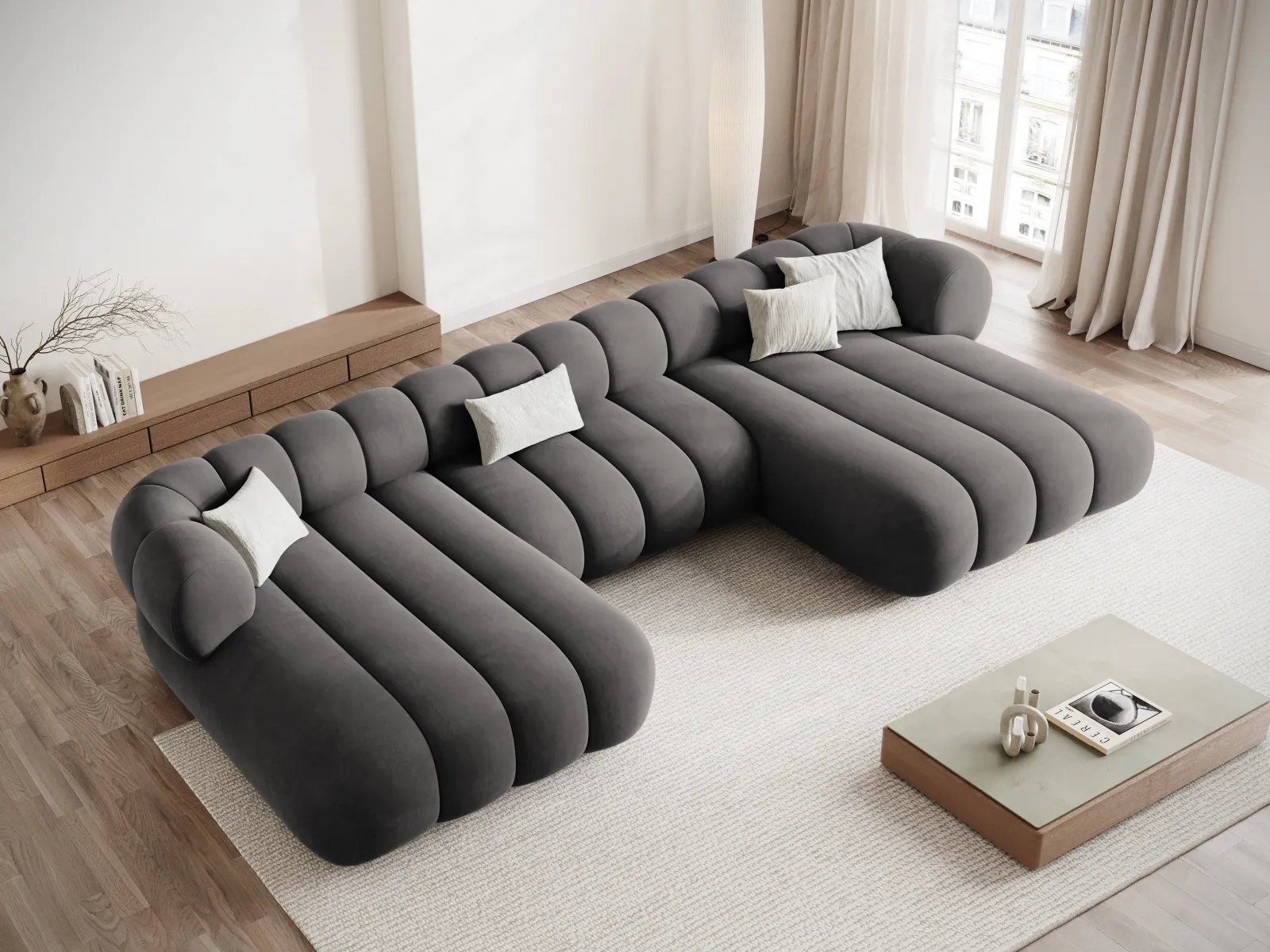 Koge 6-Sitzer Panorama Sofa aus Samt oder Chenille, 348x165x70 cm - Image 32
