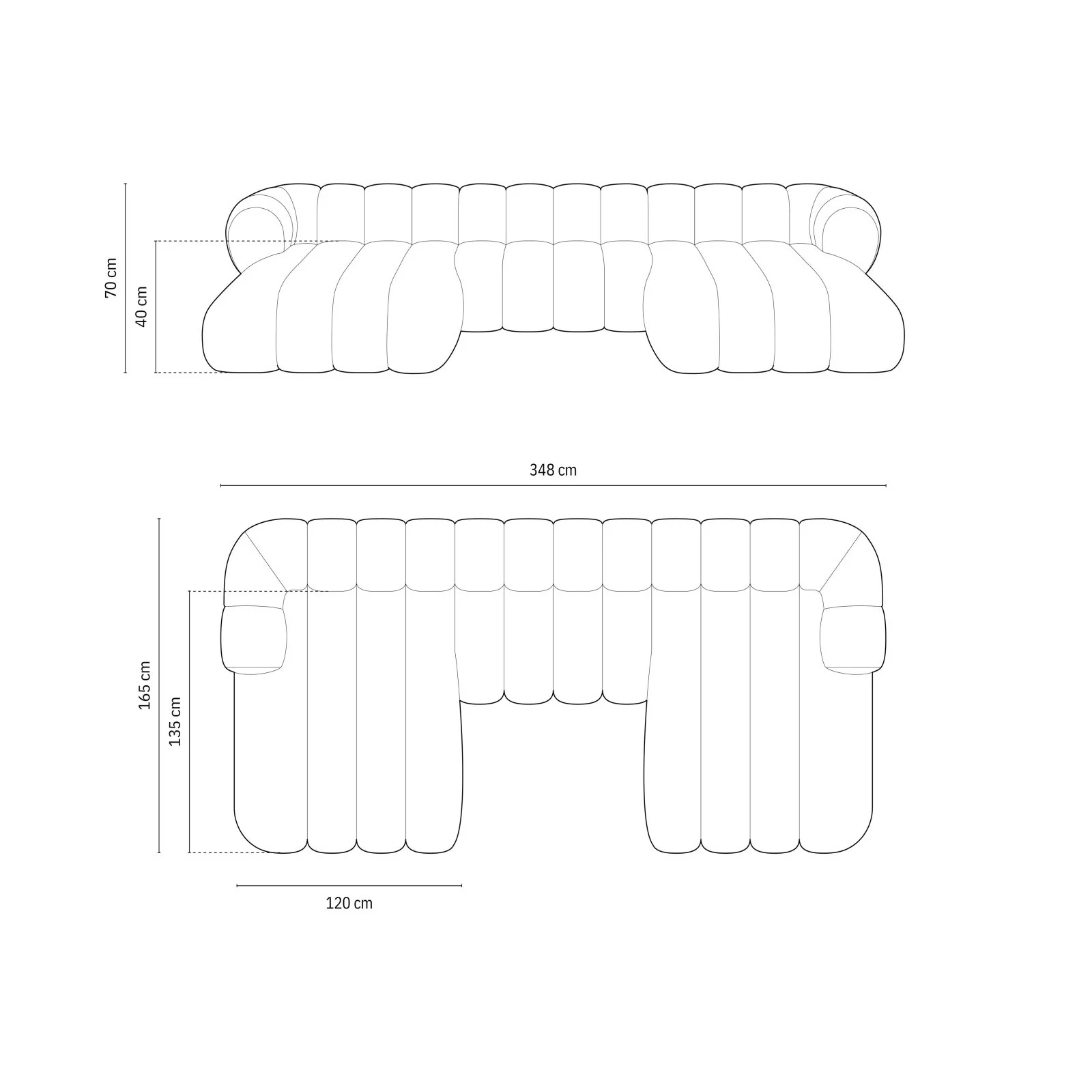 Koge 6-Sitzer Panorama Sofa aus Samt oder Chenille, 348x165x70 cm - Image 33