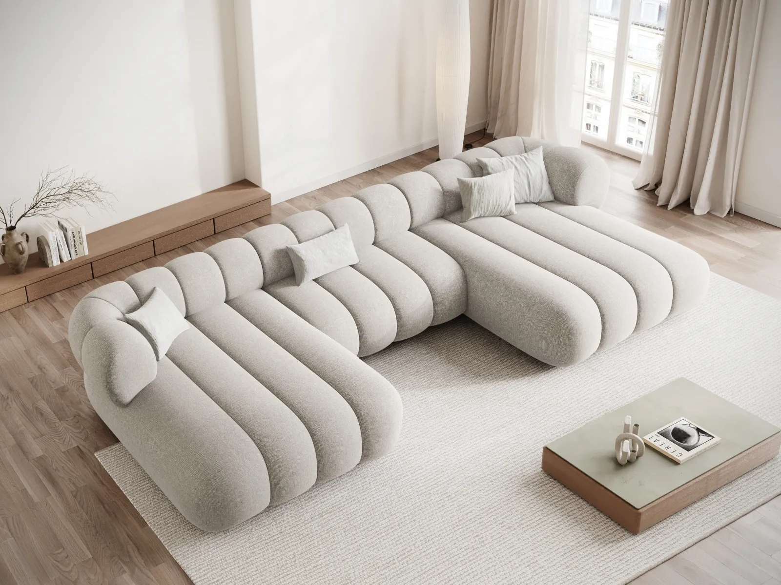 Koge 6-Sitzer Panorama Sofa aus Samt oder Chenille, 348x165x70 cm - Image 38