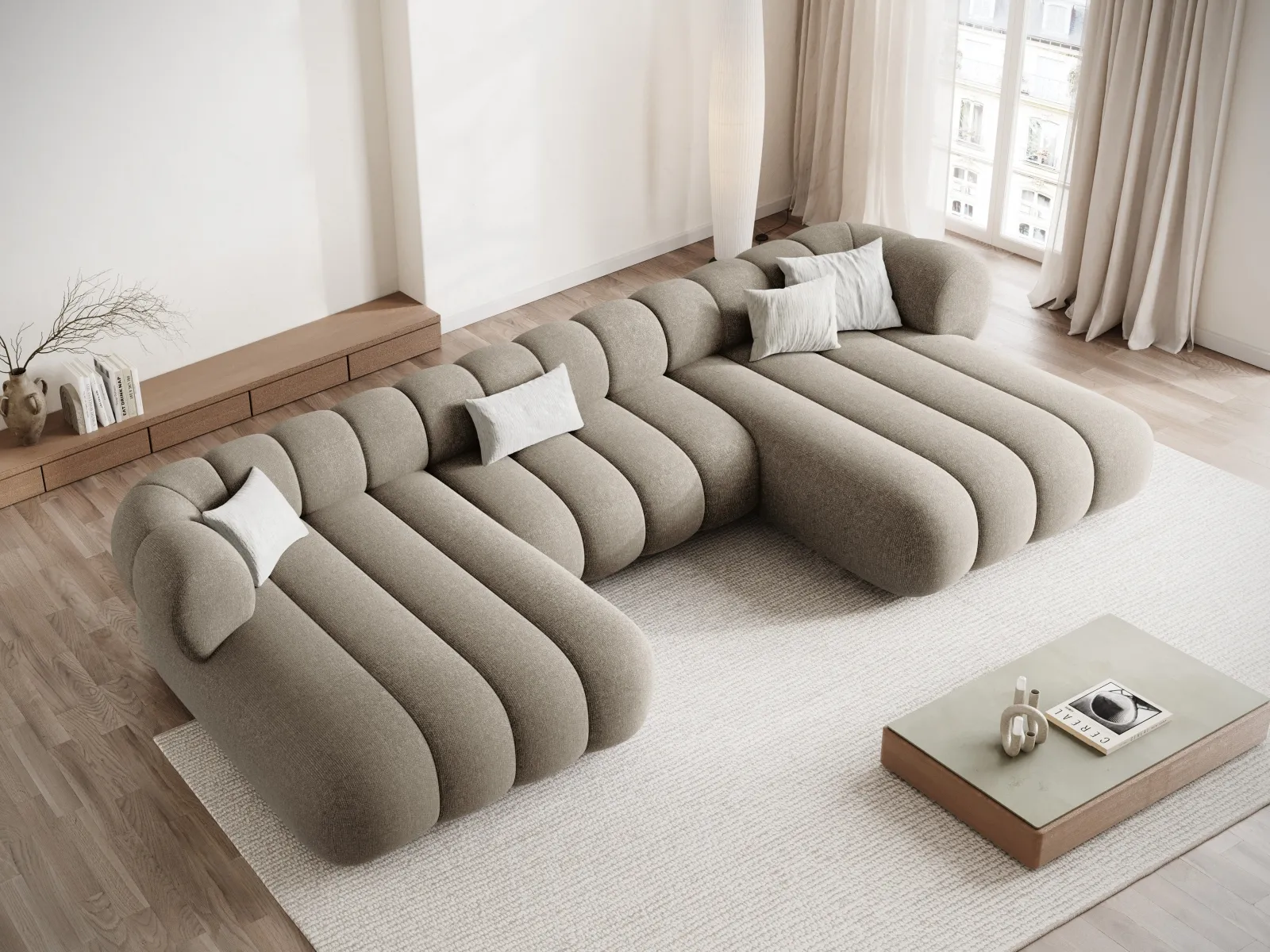 Koge 6-Sitzer Panorama Sofa aus Samt oder Chenille, 348x165x70 cm - Image 44