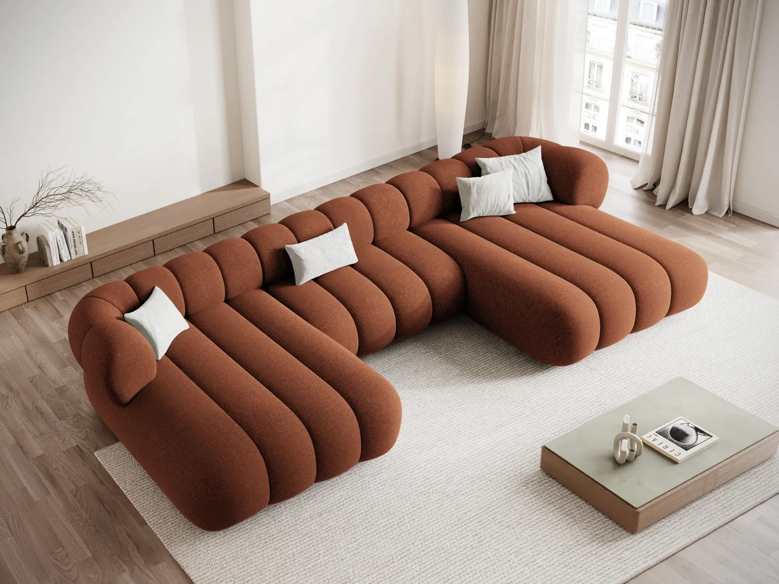 Koge 6-Sitzer Panorama Sofa aus Samt oder Chenille, 348x165x70 cm - Image 50