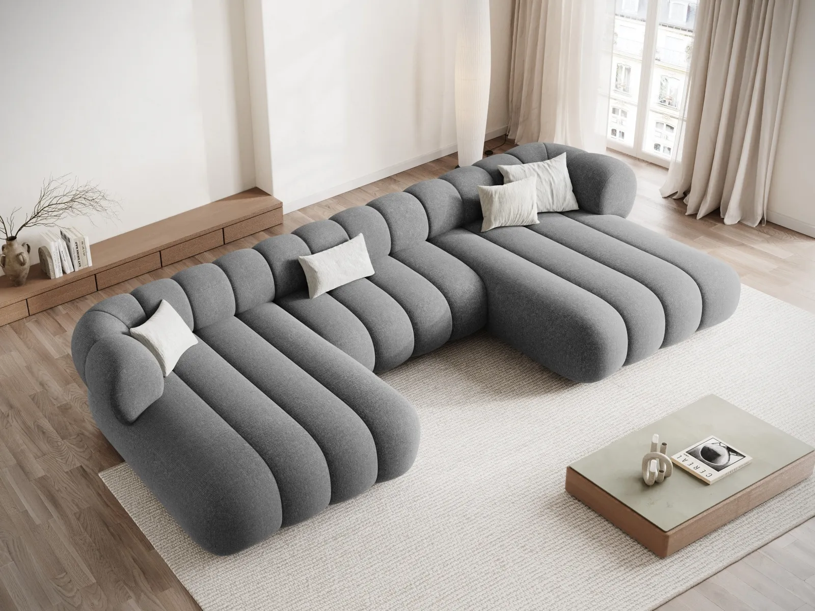 Koge 6-Sitzer Panorama Sofa aus Samt oder Chenille, 348x165x70 cm - Image 68