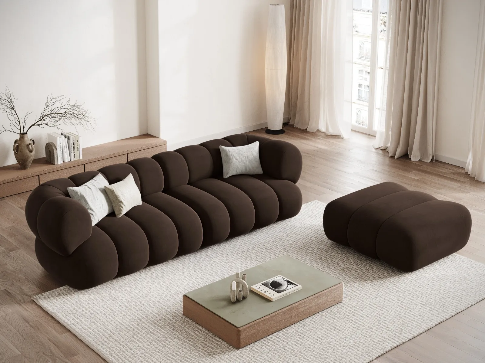 Koge Pouf aus Samt oder Chenille, 95x95x40 cm - Image 12