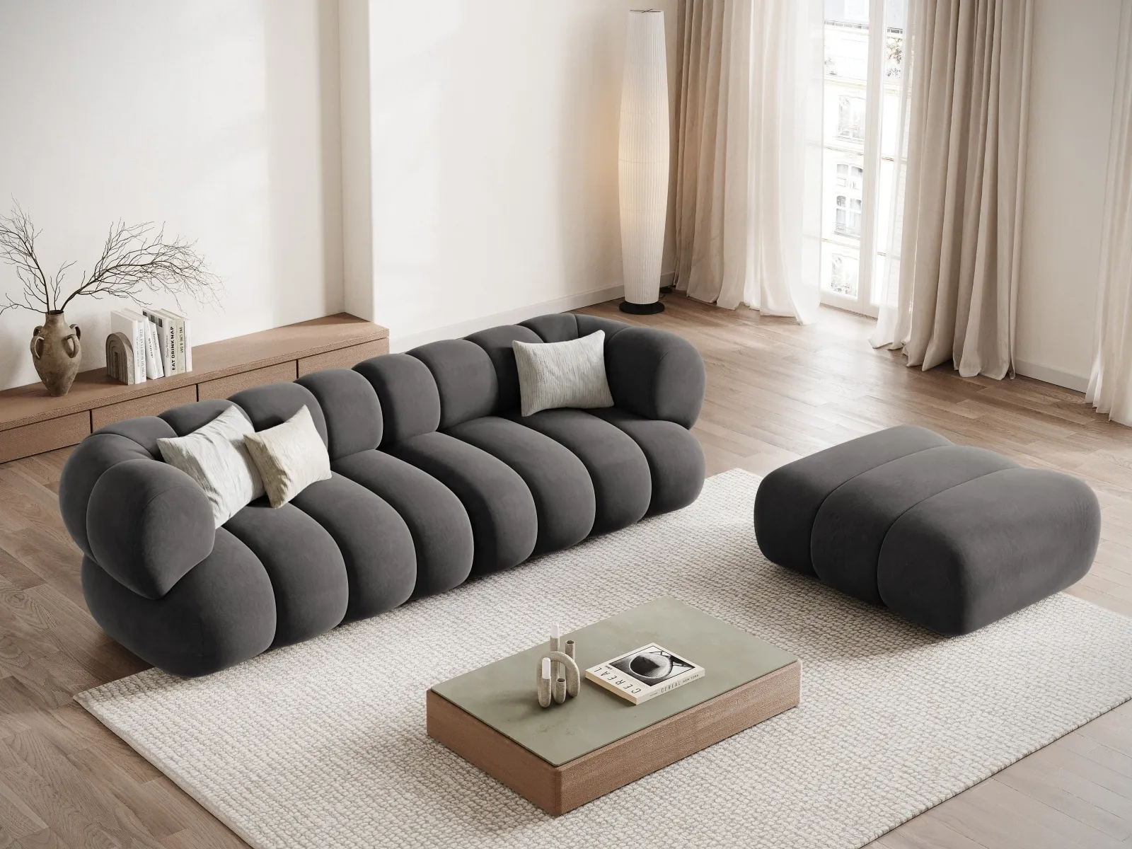 Koge Pouf aus Samt oder Chenille, 95x95x40 cm - Image 27