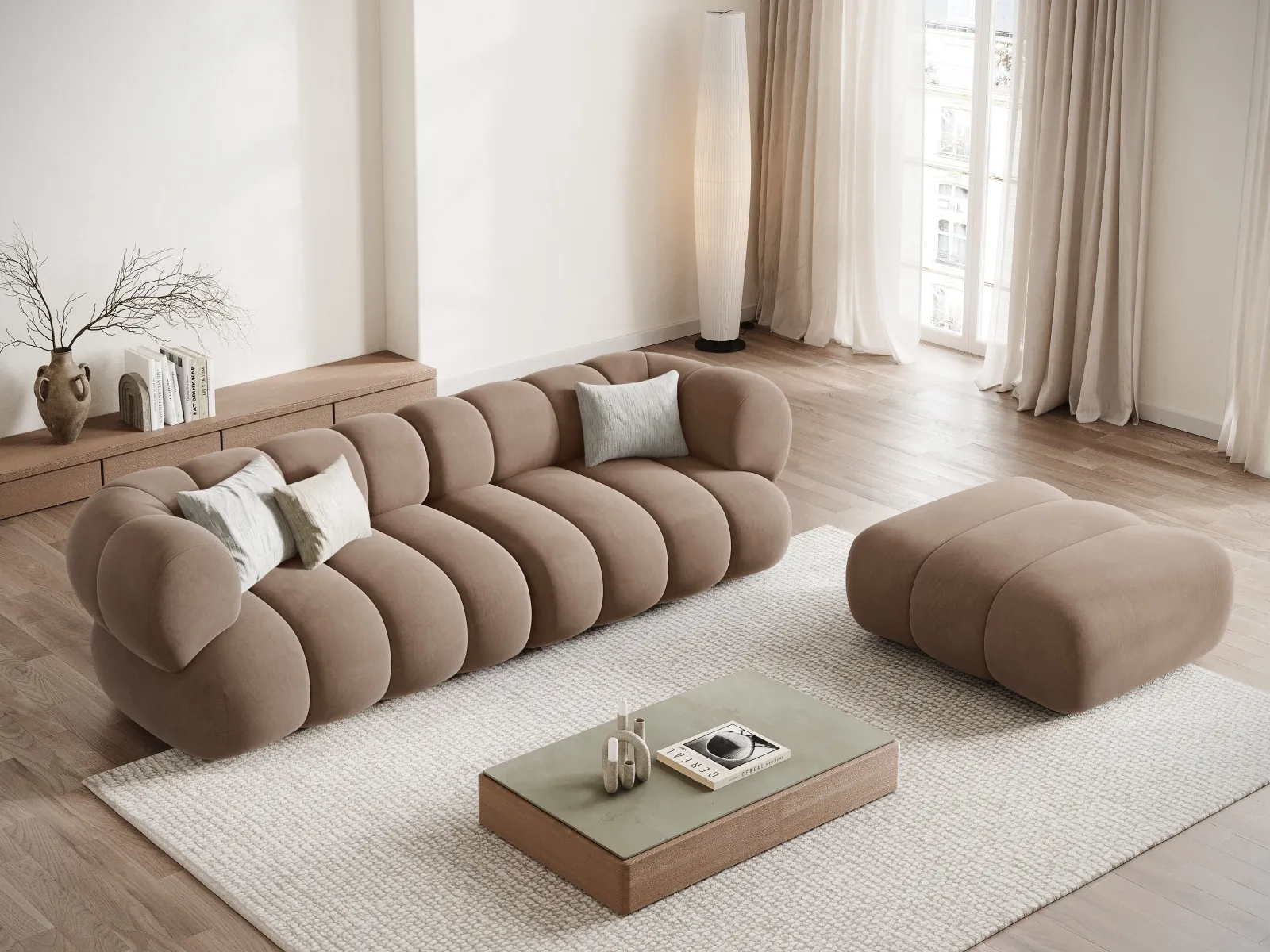 Koge Pouf aus Samt oder Chenille, 95x95x40 cm - Image 7