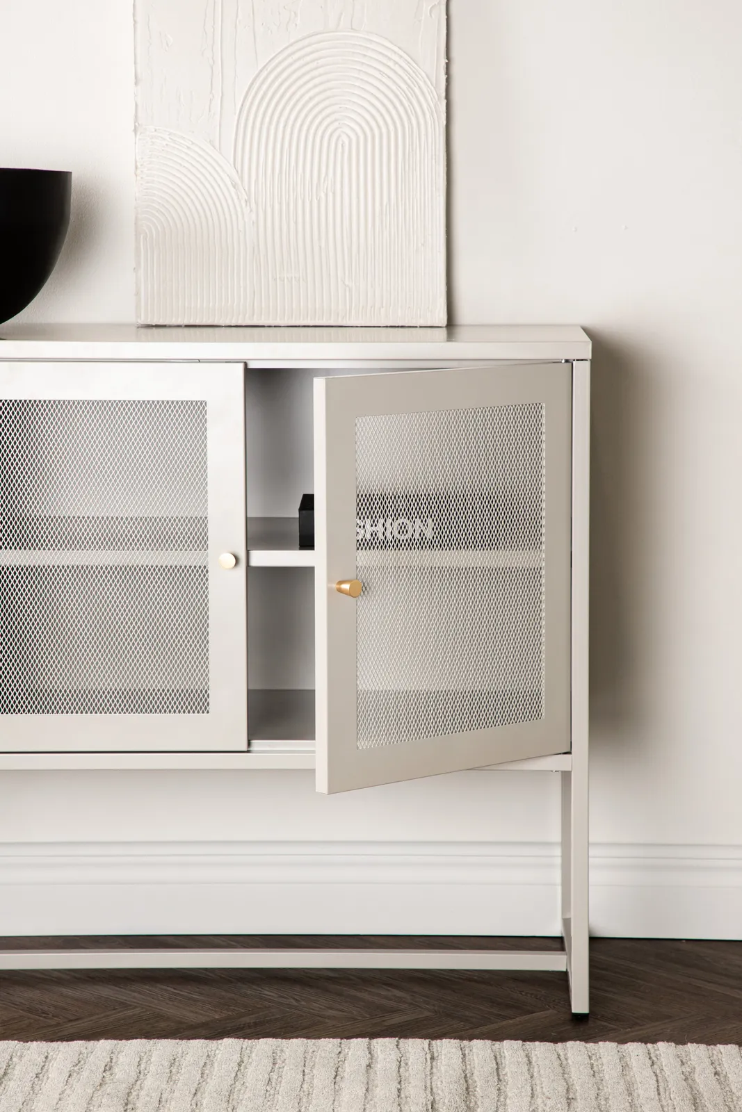 Kommode Piring aus Stahl in beige, 40x120x80 cm - Image 4