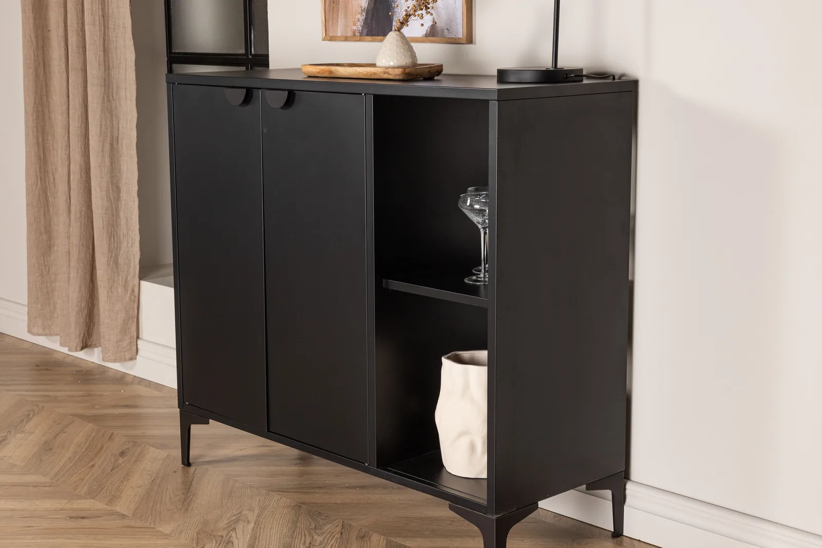 Kommode Piring in schwarz, 42x100x110 cm - Image 4