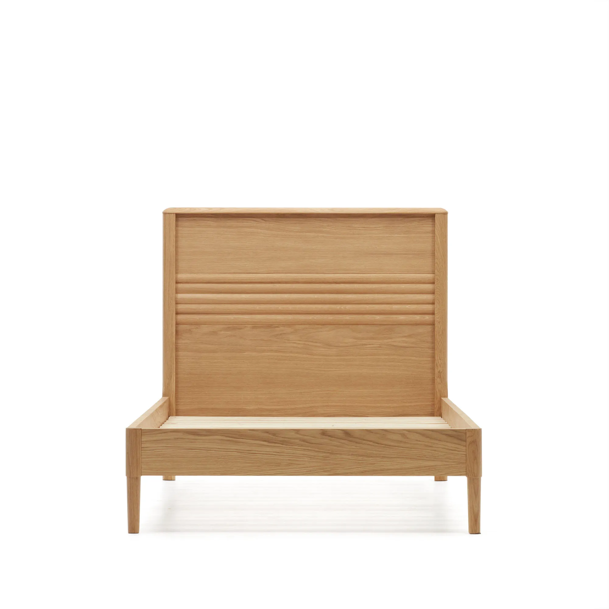 Lenon Bett aus Eichenholz und Eichenfurnier für Matratze von 90 x 200 cm FSC MIX Credit