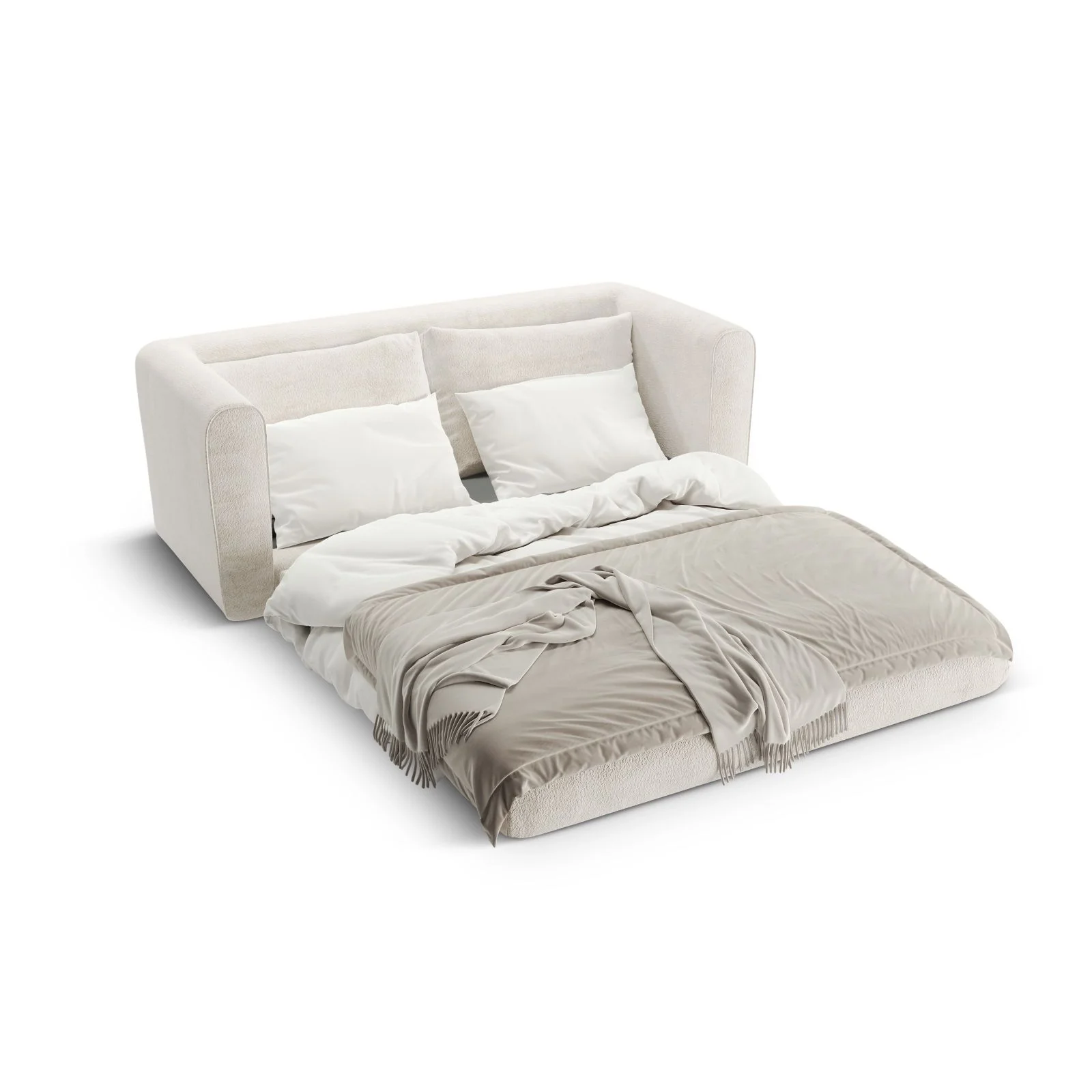 Lido 2-Sitzer Sofa mit Schlaffunktion, ausklappbar, aus Boucle oder Strukturstoff, 158x69 cm - Image 5
