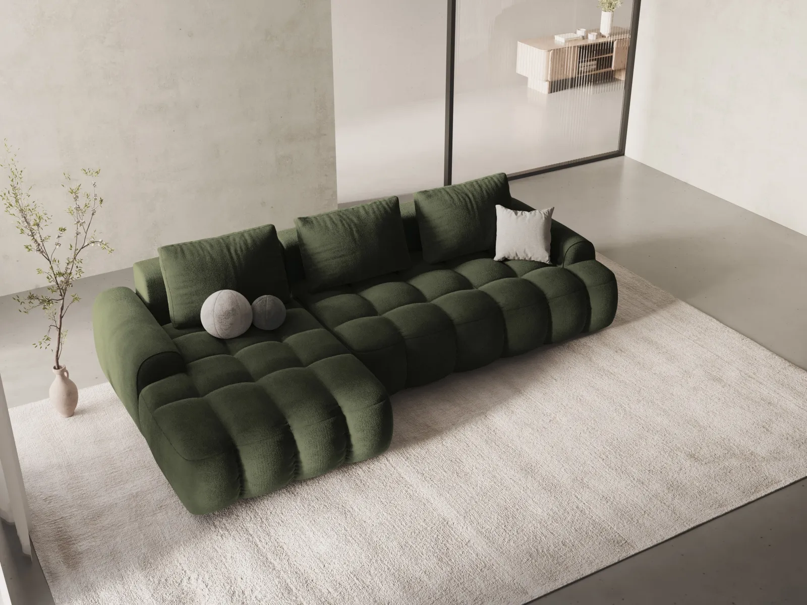 Linz 3-Sitzer Ecksofa mit Schlaffunktion, Linke Seite, aus Samt oder Strukturstoff, 275x142 cm - Image 18
