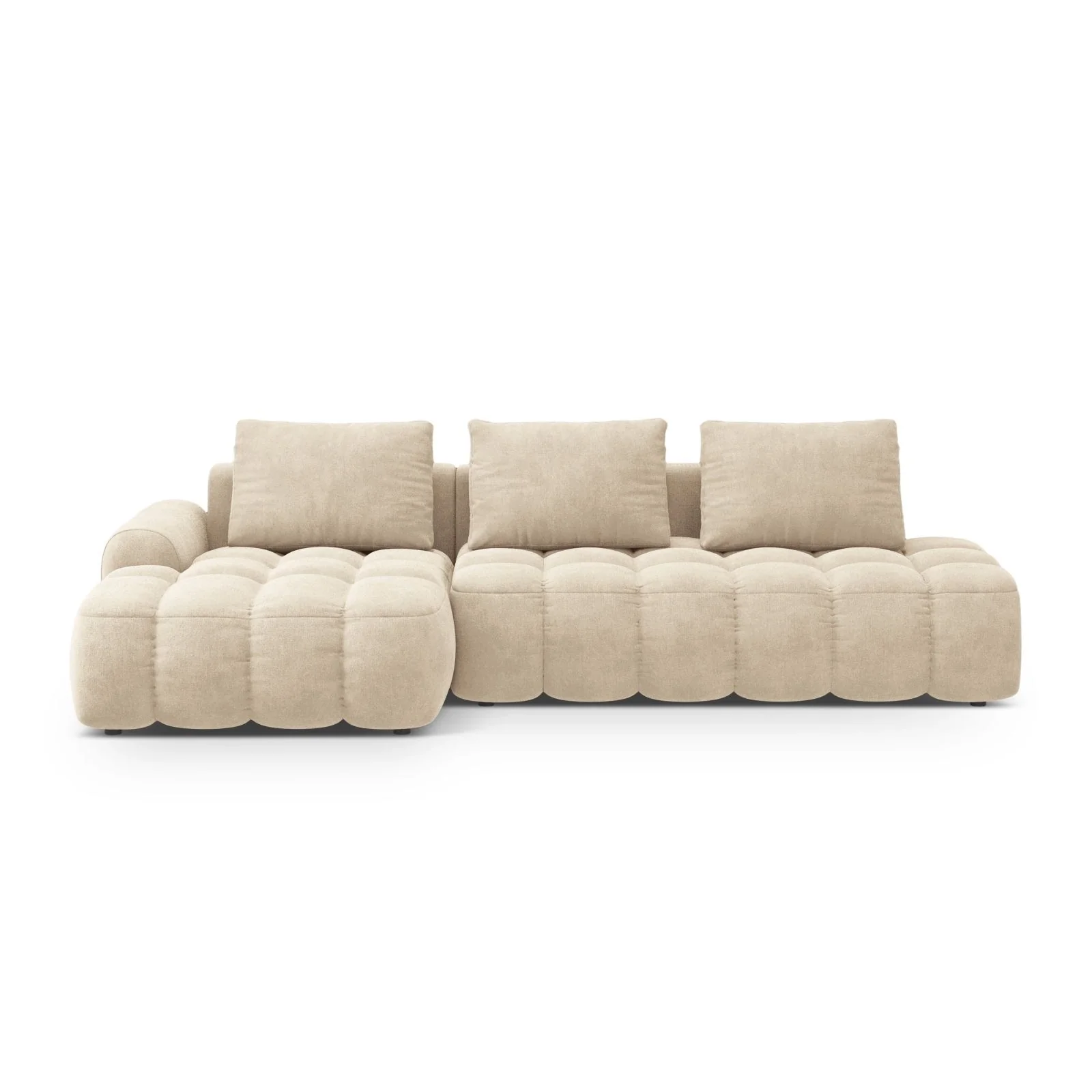Linz 3-Sitzer Ecksofa mit Schlaffunktion, Linke Seite, aus Samt oder Strukturstoff, 275x142 cm