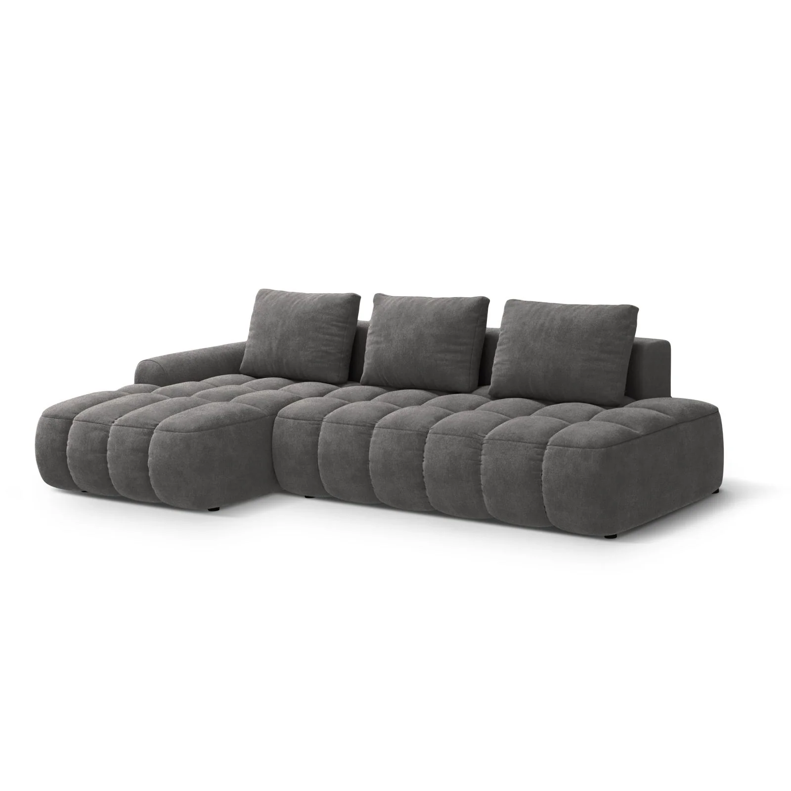 Linz 3-Sitzer Ecksofa mit Schlaffunktion, Linke Seite, aus Samt oder Strukturstoff, 275x142 cm - Image 36