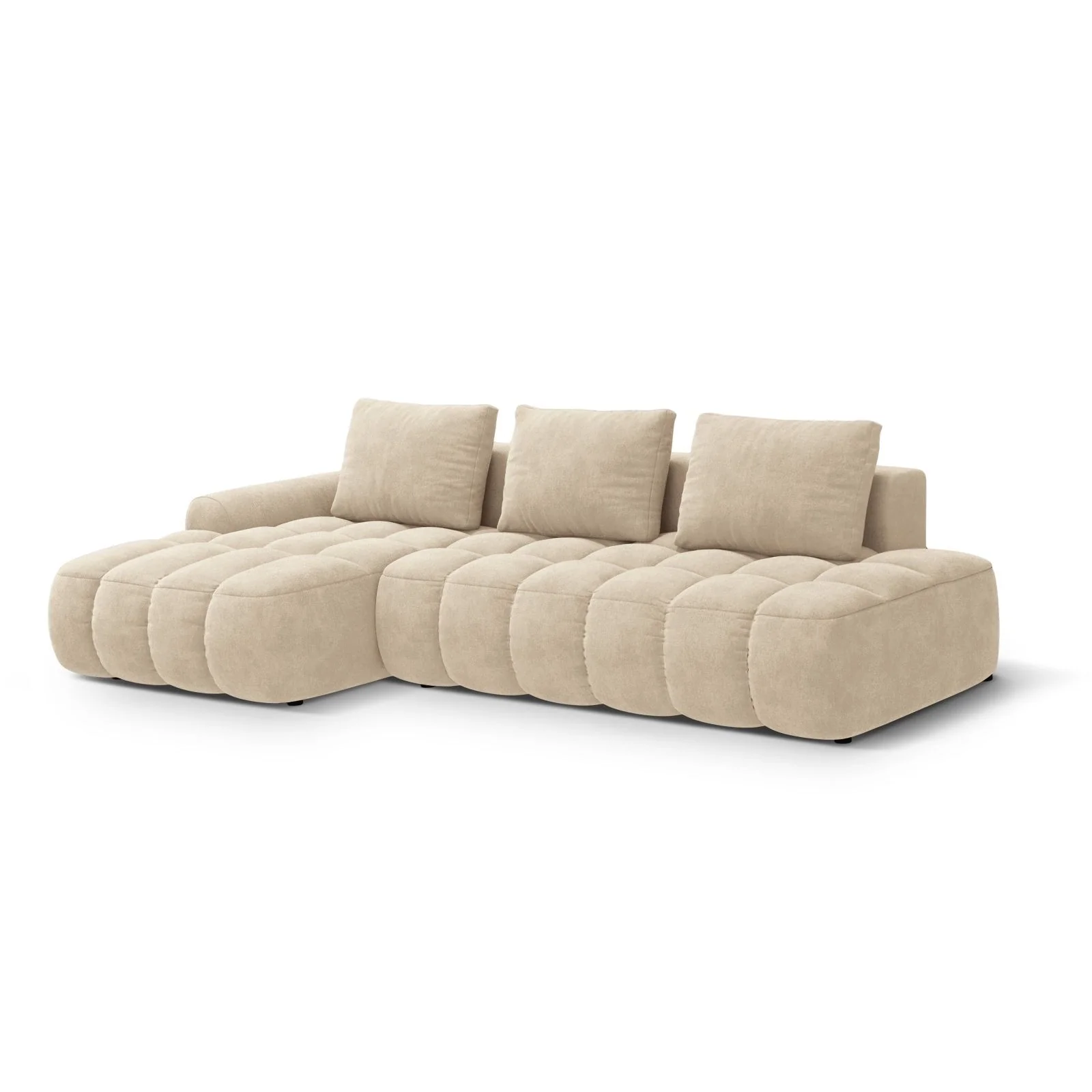 Linz 3-Sitzer Ecksofa mit Schlaffunktion, Linke Seite, aus Samt oder Strukturstoff, 275x142 cm - Image 4