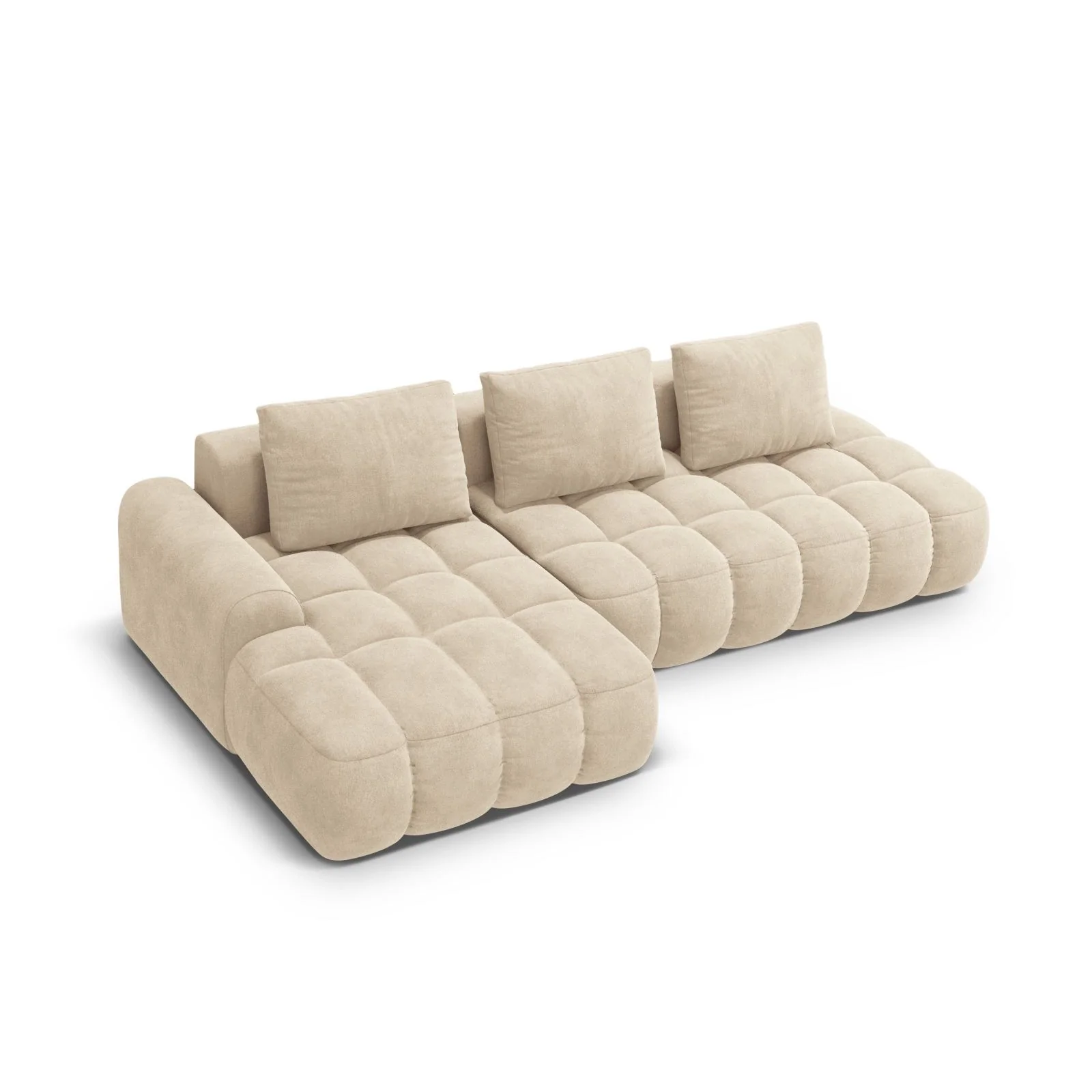 Linz 3-Sitzer Ecksofa mit Schlaffunktion, Linke Seite, aus Samt oder Strukturstoff, 275x142 cm - Image 5