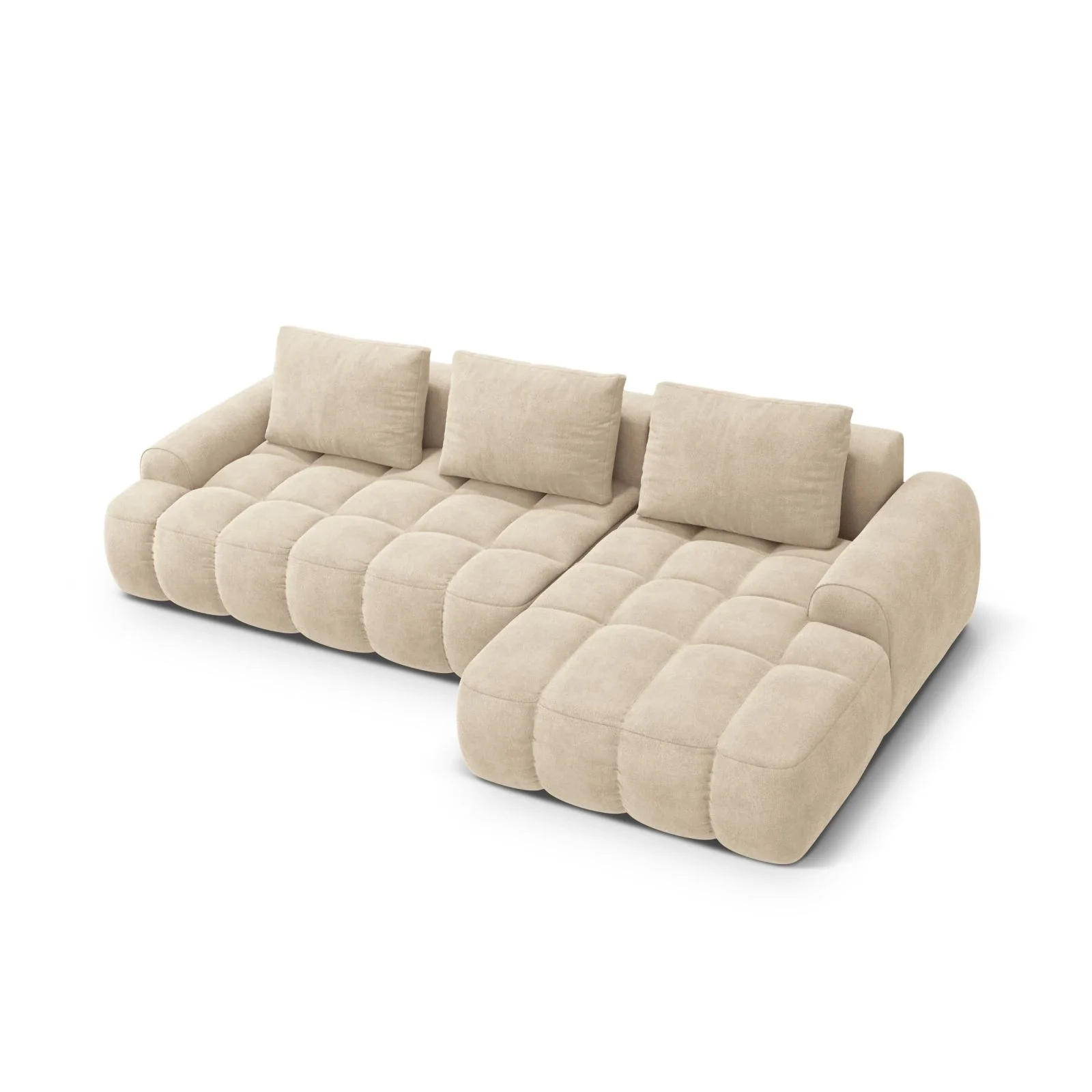 Linz 3-Sitzer Ecksofa mit Schlaffunktion, Rechte Seite, aus Samt oder Strukturstoff, 275x142 cm - Image 5