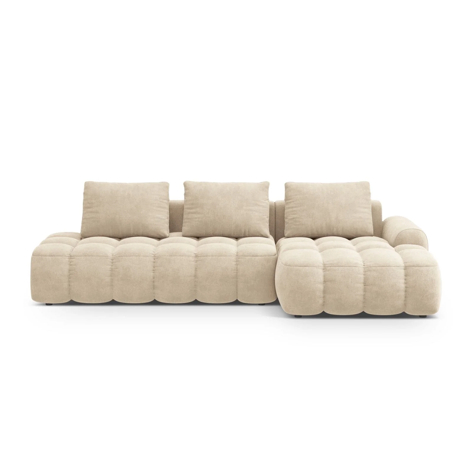Linz 3-Sitzer Ecksofa mit Schlaffunktion, Rechte Seite, aus Samt oder Strukturstoff, 275x142 cm